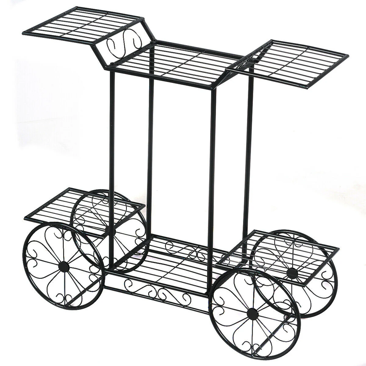 6-Tier Garden Cart, Flower Rack, Plant Holder, Black - Image 5