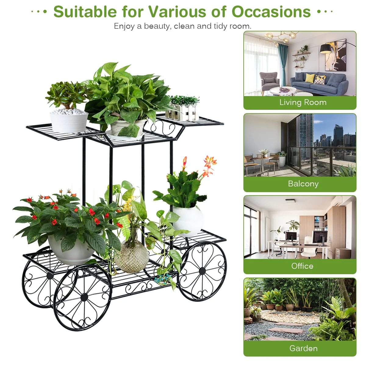 6-Tier Garden Cart, Flower Rack, Plant Holder, Black - Image 8