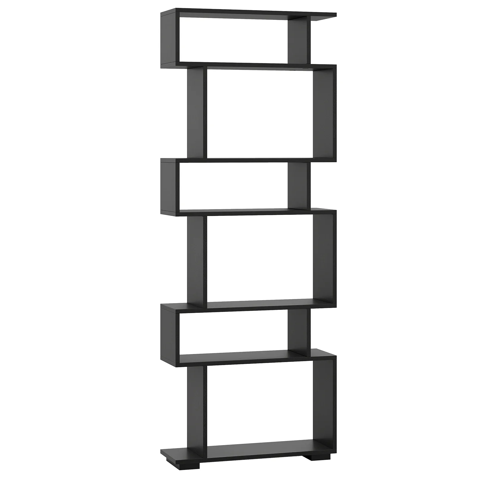 6-Tier Geometric Bookshelf, 2 Anti-Tipping Kits, Black - Image 4