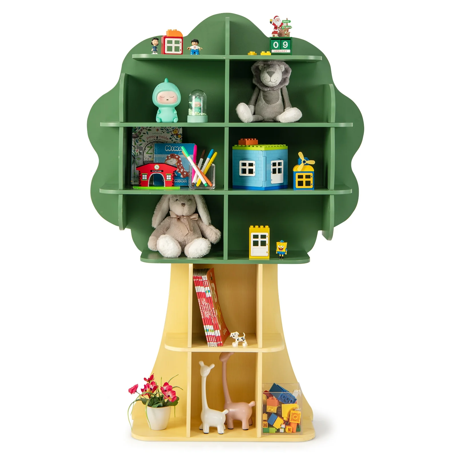 6-Tier Kids Bookcase, Toy Storage Organizer, Green