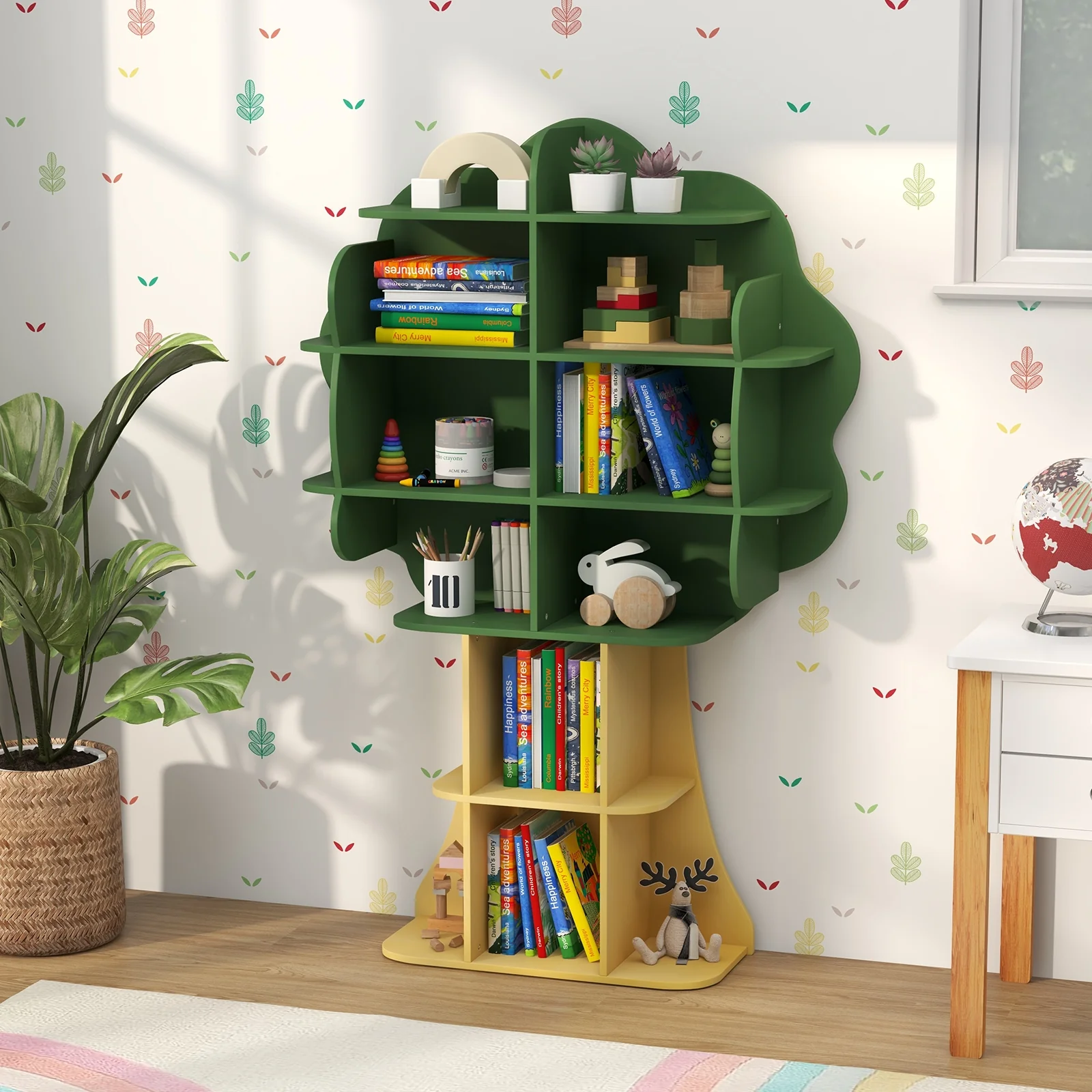 6-Tier Kids Bookcase, Toy Storage Organizer, Green - Image 2