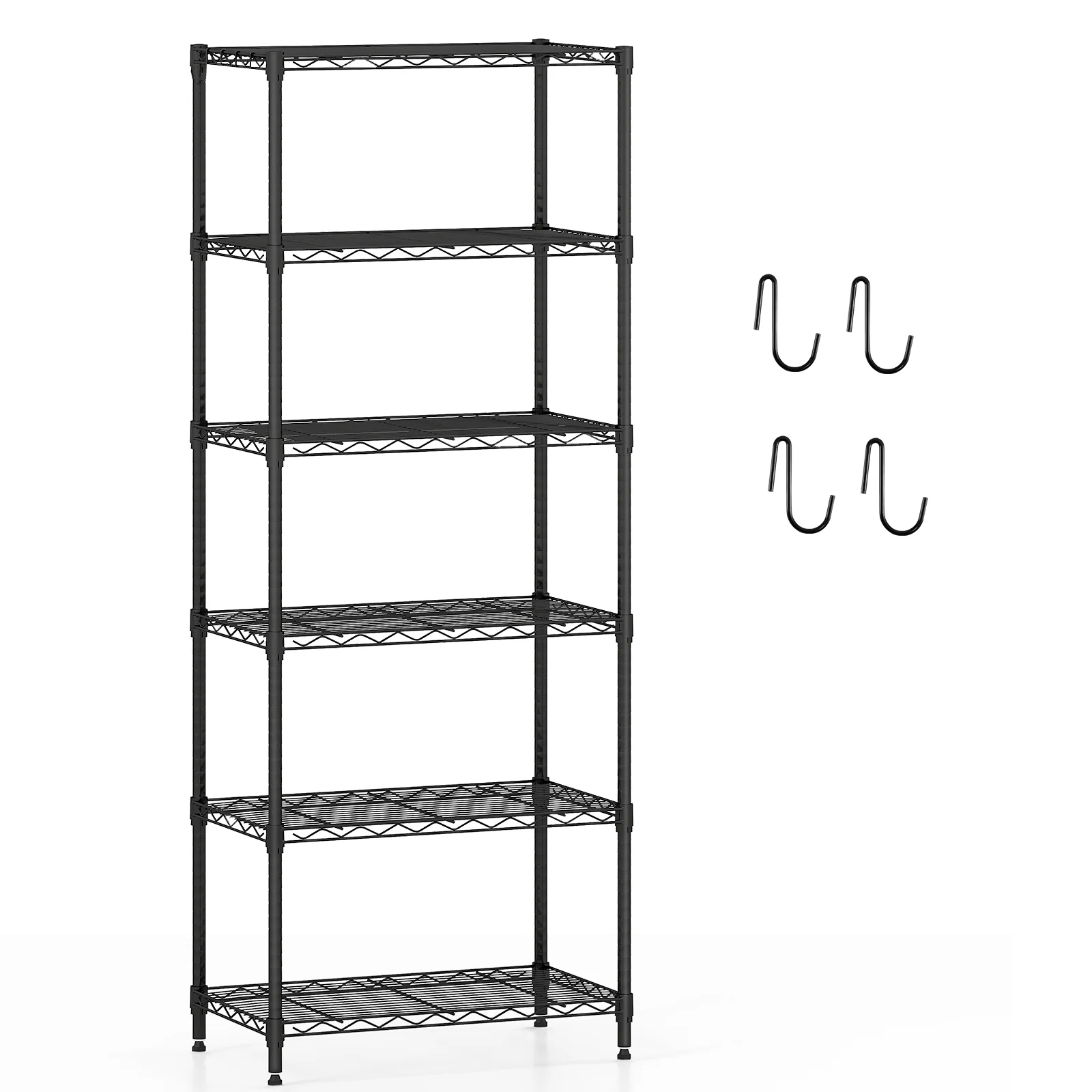 6-Tier Metal Storage Shelving Unit with V-Shaped Wire Rack and 900 LBS Capacity-DK, Black - Image 5