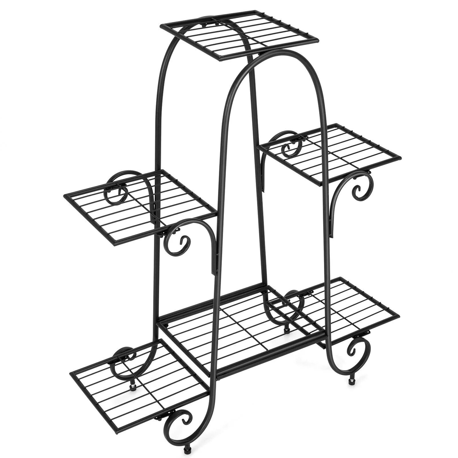 6-Tier Plant Stand, Adjustable Foot Pads, Black - Image 4