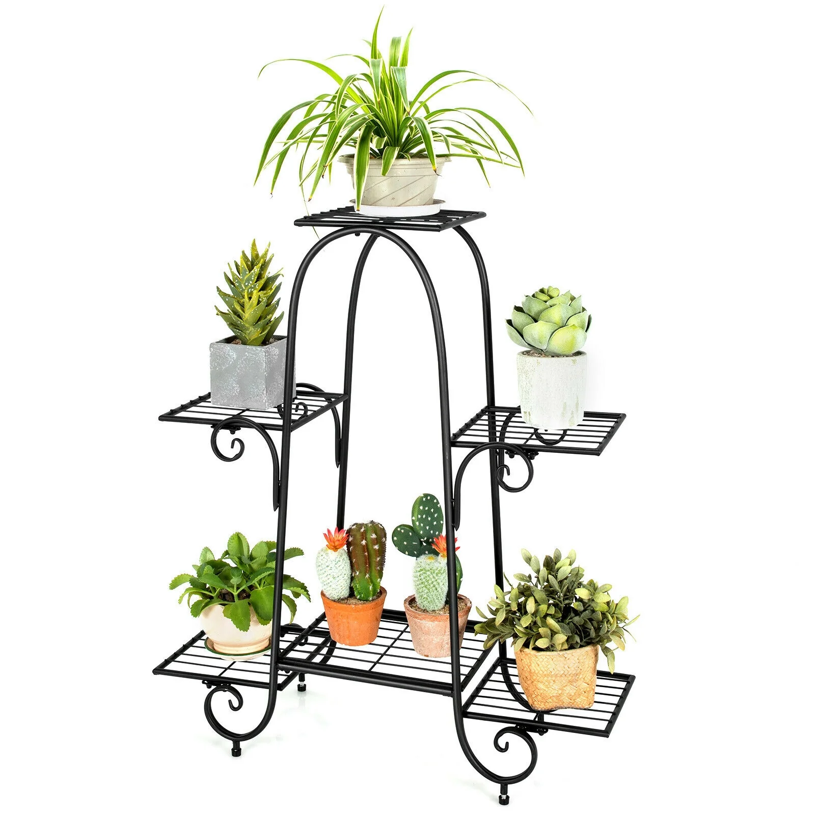 6-Tier Plant Stand, Adjustable Foot Pads, Black - Image 5