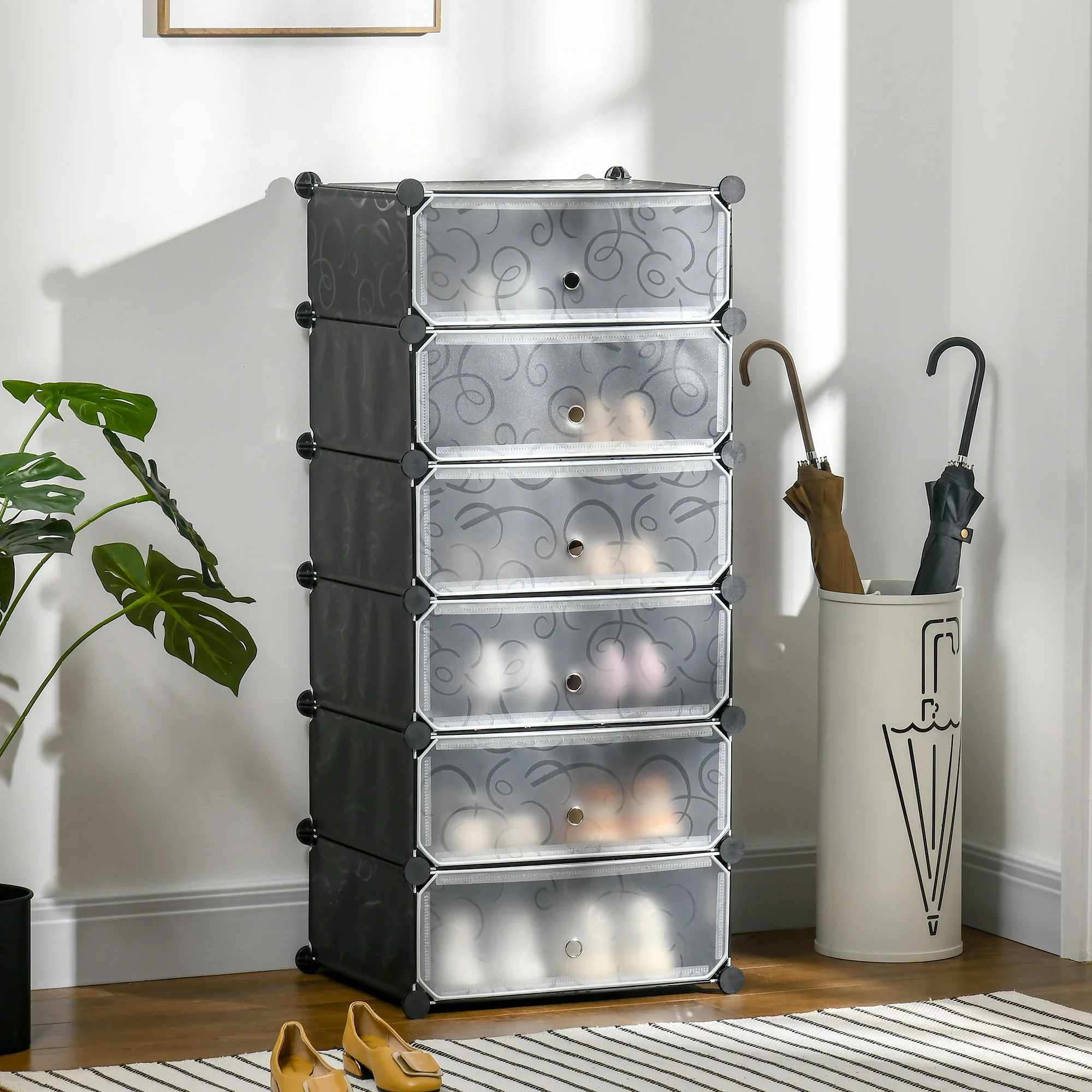 6-Tier Shoe Rack, 6 Cube Storage Organizer, Black - Image 2