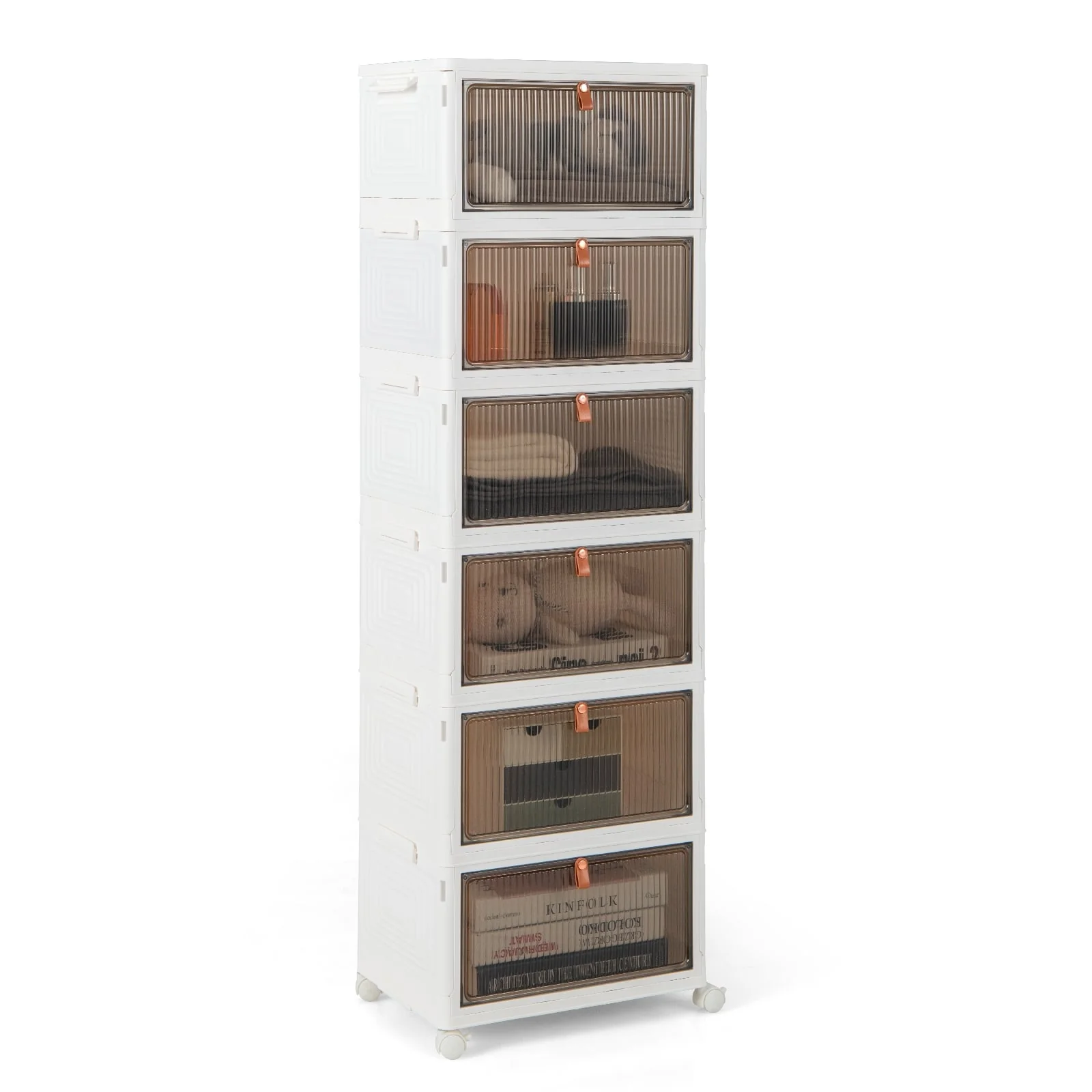6-Tier Stackable Plastic Storage Bins, White