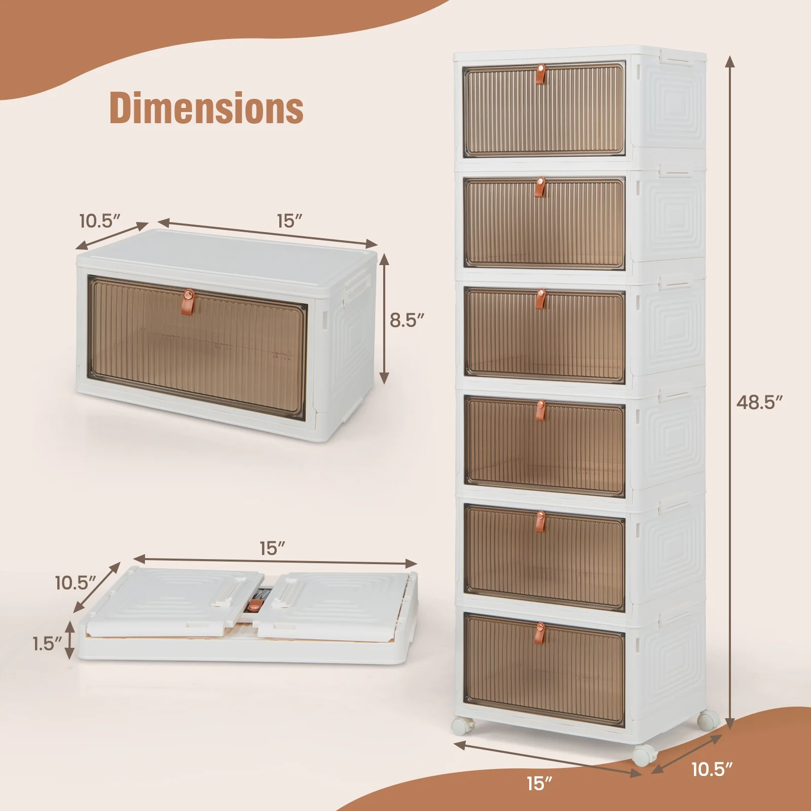 6-Tier Stackable Plastic Storage Bins, White - Image 5