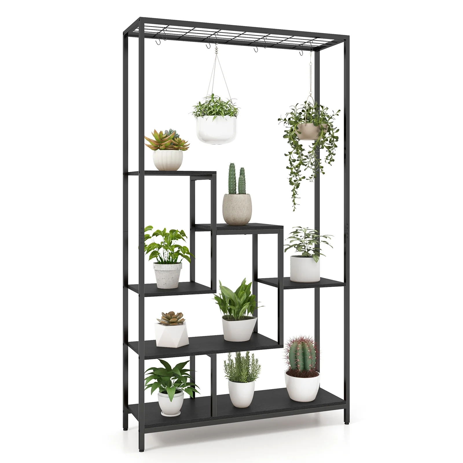 6-Tier Tall Plant Stand, 71 Inch, Metal, Indoor, Black