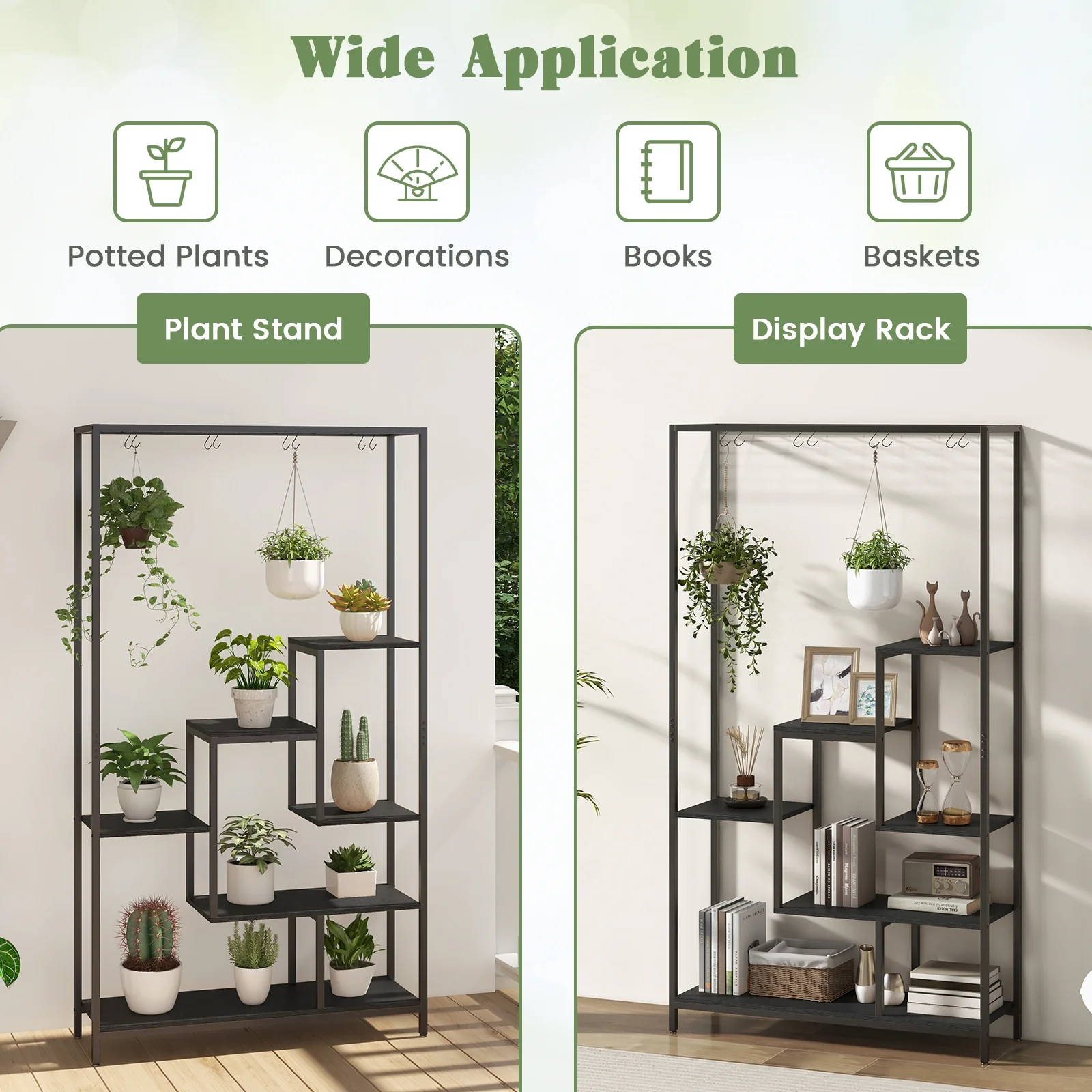 6-Tier Tall Plant Stand, 71 Inch, Metal, Indoor, Black - Image 7