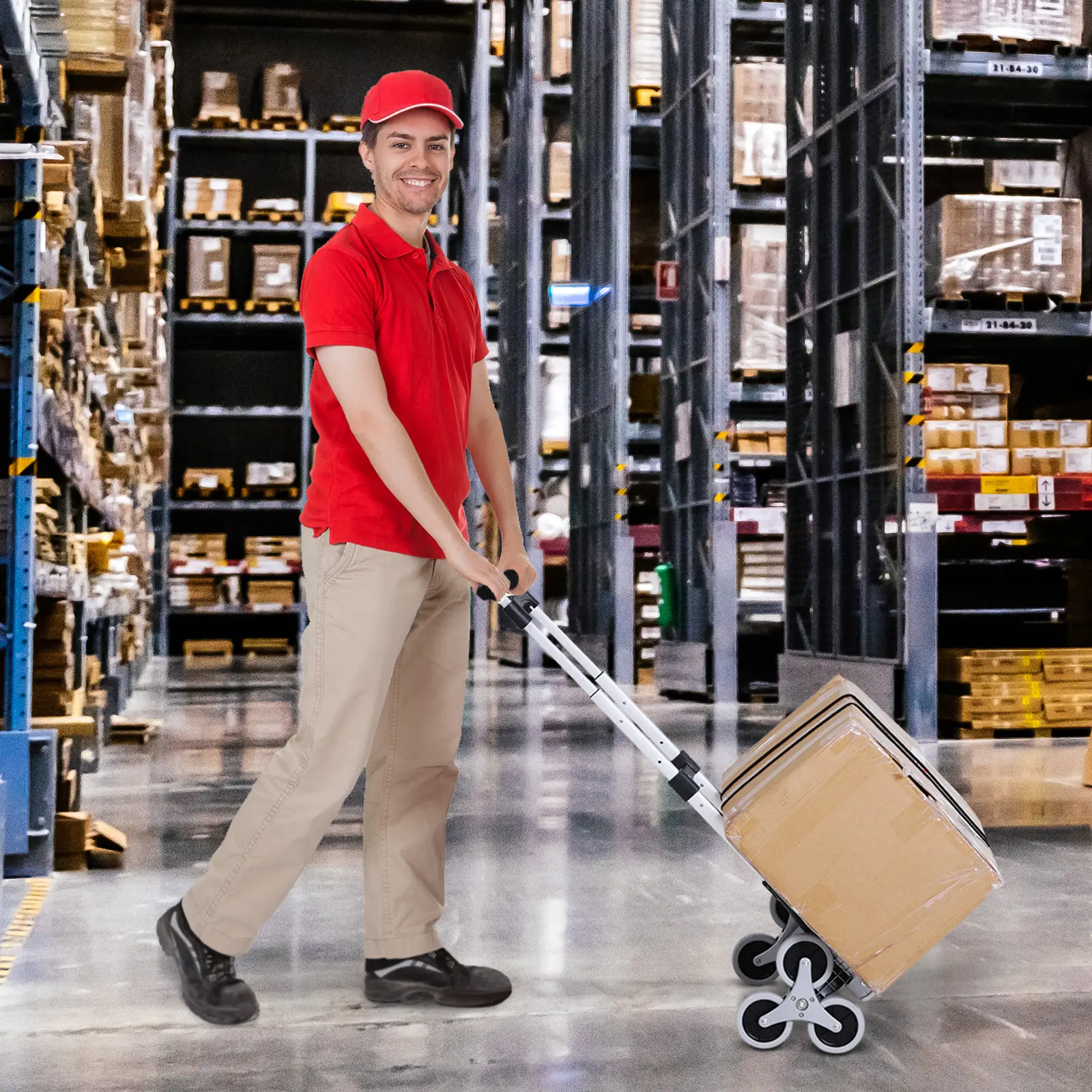 6-Wheels Stair Climber Hand Truck, Heavy Duty Folding Cart, 154lbs Capacity - Image 2