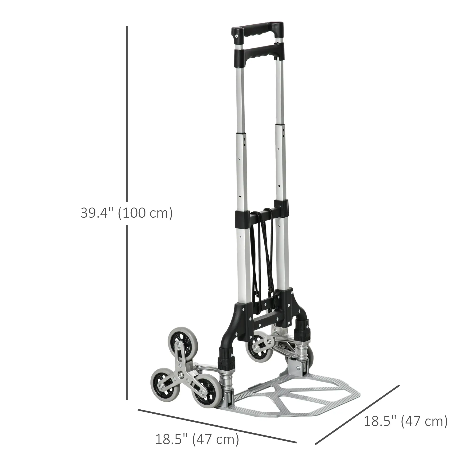 6-Wheels Stair Climber Hand Truck, Heavy Duty Folding Cart, 154lbs Capacity - Image 3