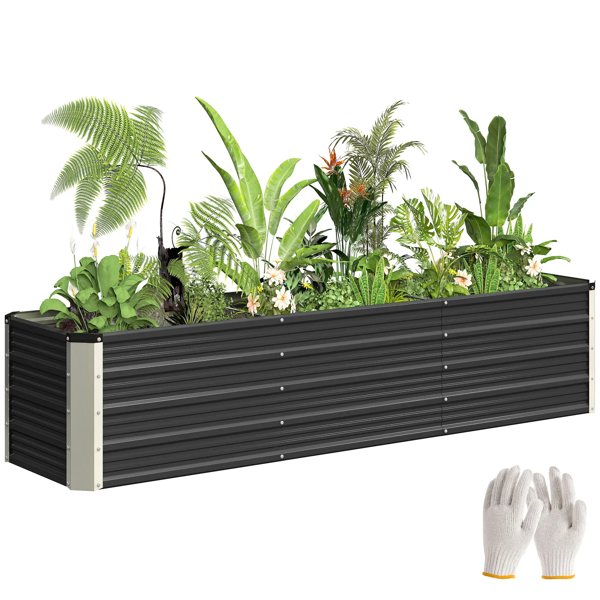 6' x 1.5' x 1.3' Galvanized Raised Garden Bed, Elevated Metal Planter Box, Dark Grey - Image 13
