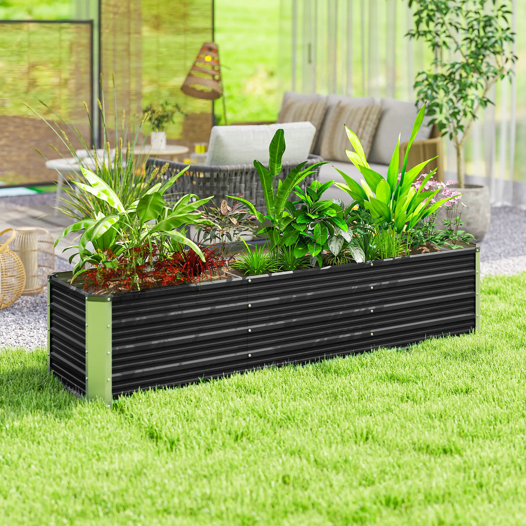 6' x 1.5' x 1.3' Galvanized Raised Garden Bed, Elevated Metal Planter Box, Dark Grey - Image 7