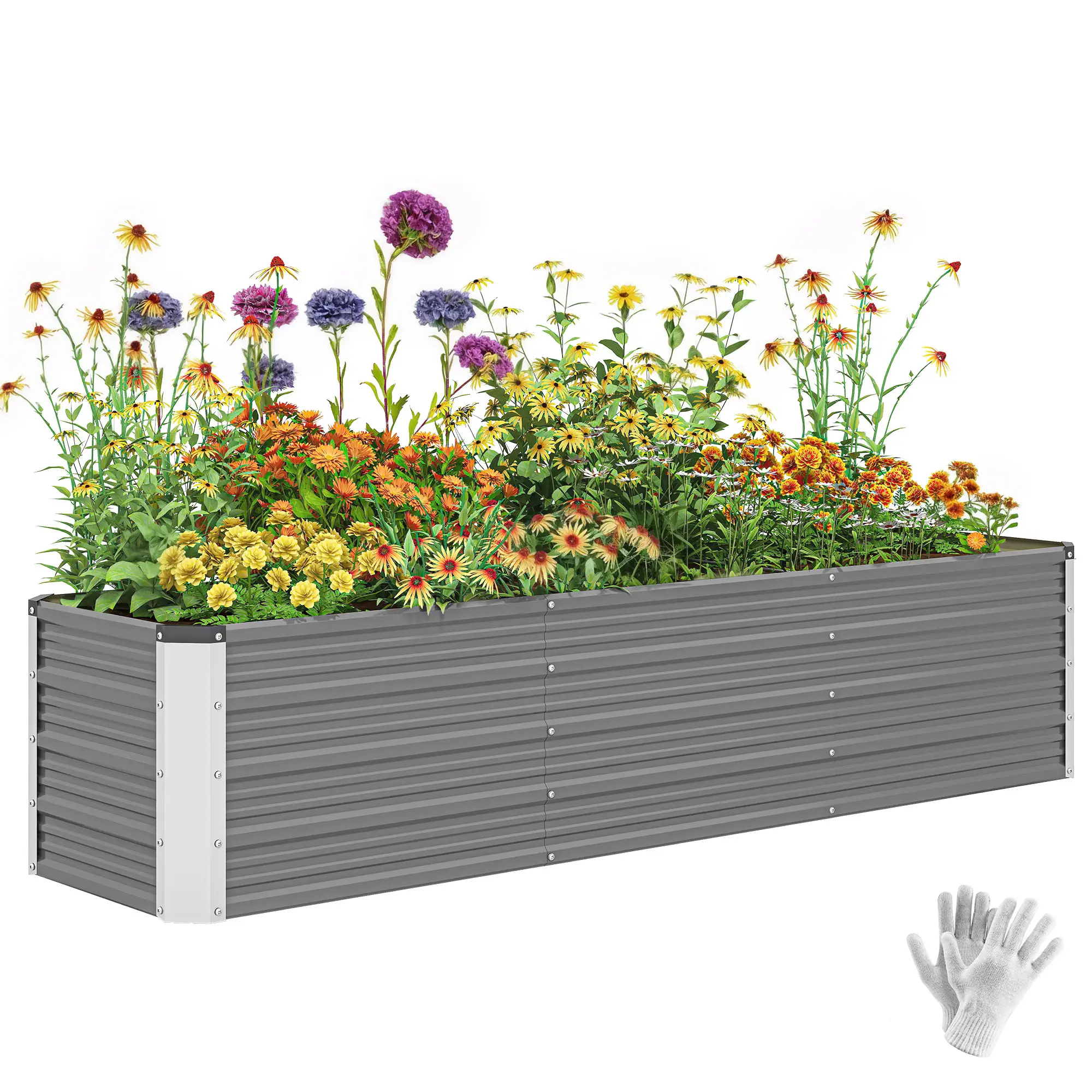 6' x 1.5' x 1.3' Galvanized Raised Garden Bed, Elevated Metal Planter Box, Light Grey - Image 11