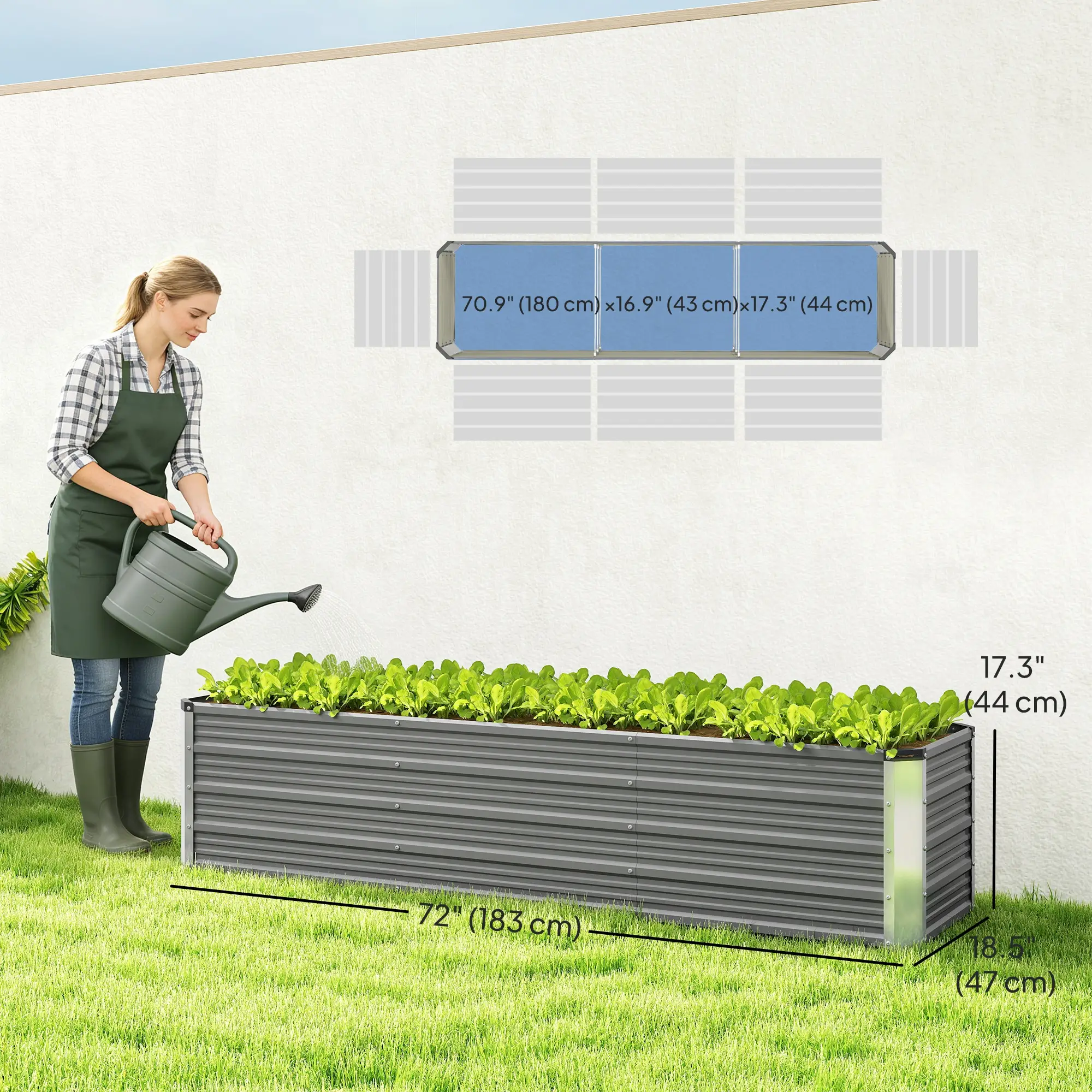 6' x 1.5' x 1.3' Galvanized Raised Garden Bed, Elevated Metal Planter Box, Light Grey - Image 3