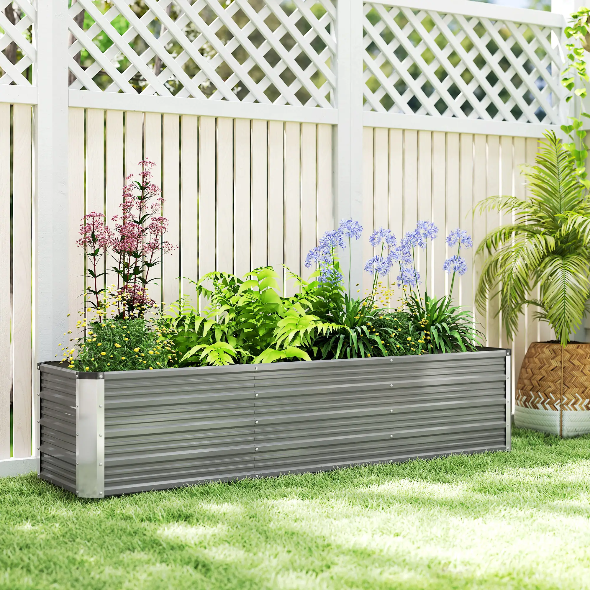 6' x 1.5' x 1.3' Galvanized Raised Garden Bed, Elevated Metal Planter Box, Light Grey - Image 7