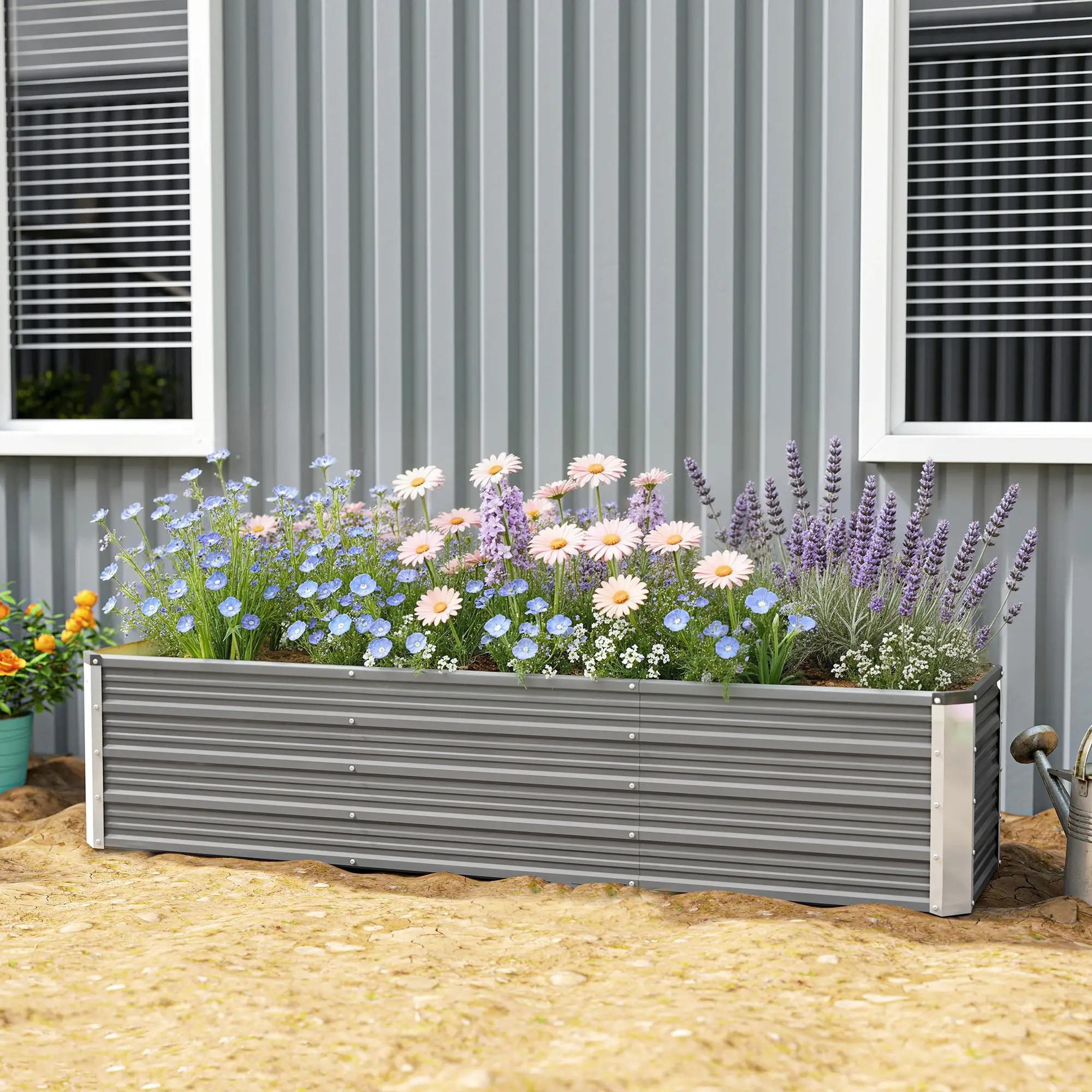 6' x 1.5' x 1.3' Galvanized Raised Garden Bed, Elevated Metal Planter Box, Light Grey - Image 8
