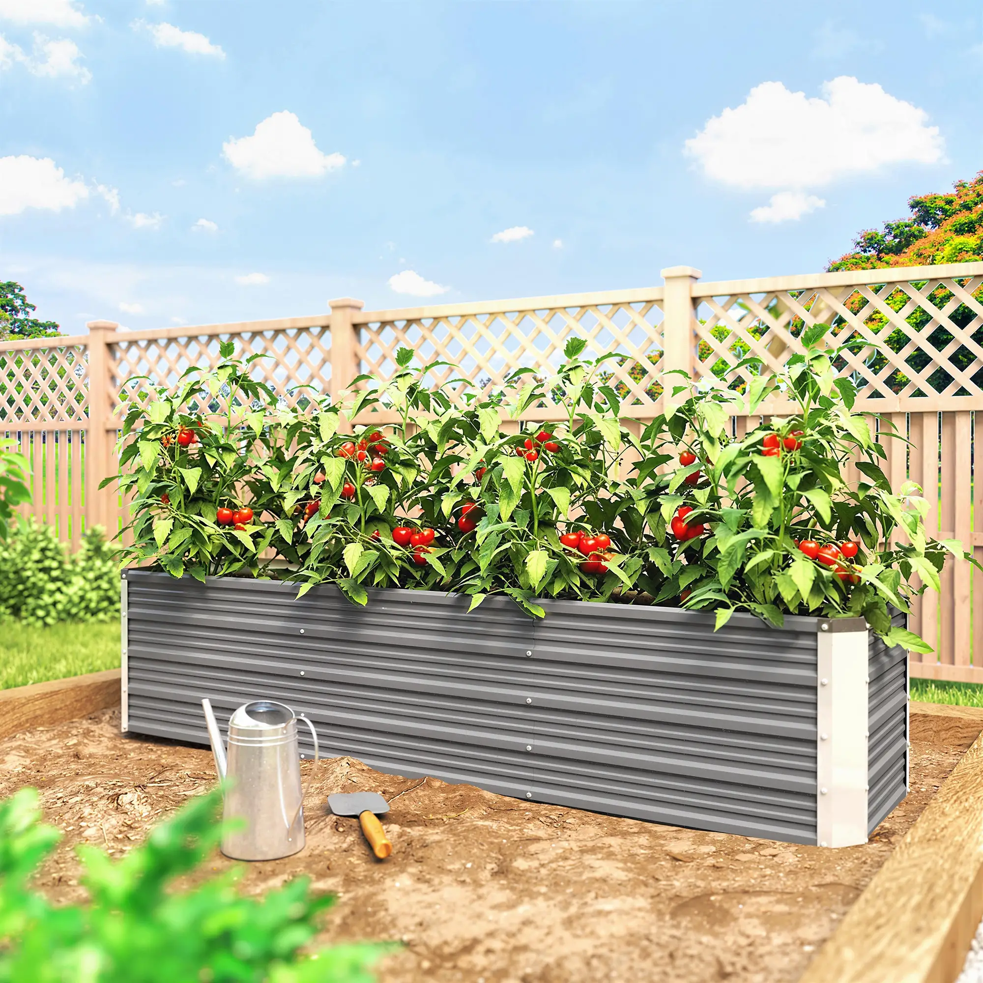 6' x 1.5' x 1.3' Galvanized Raised Garden Bed, Elevated Metal Planter Box, Light Grey - Image 9