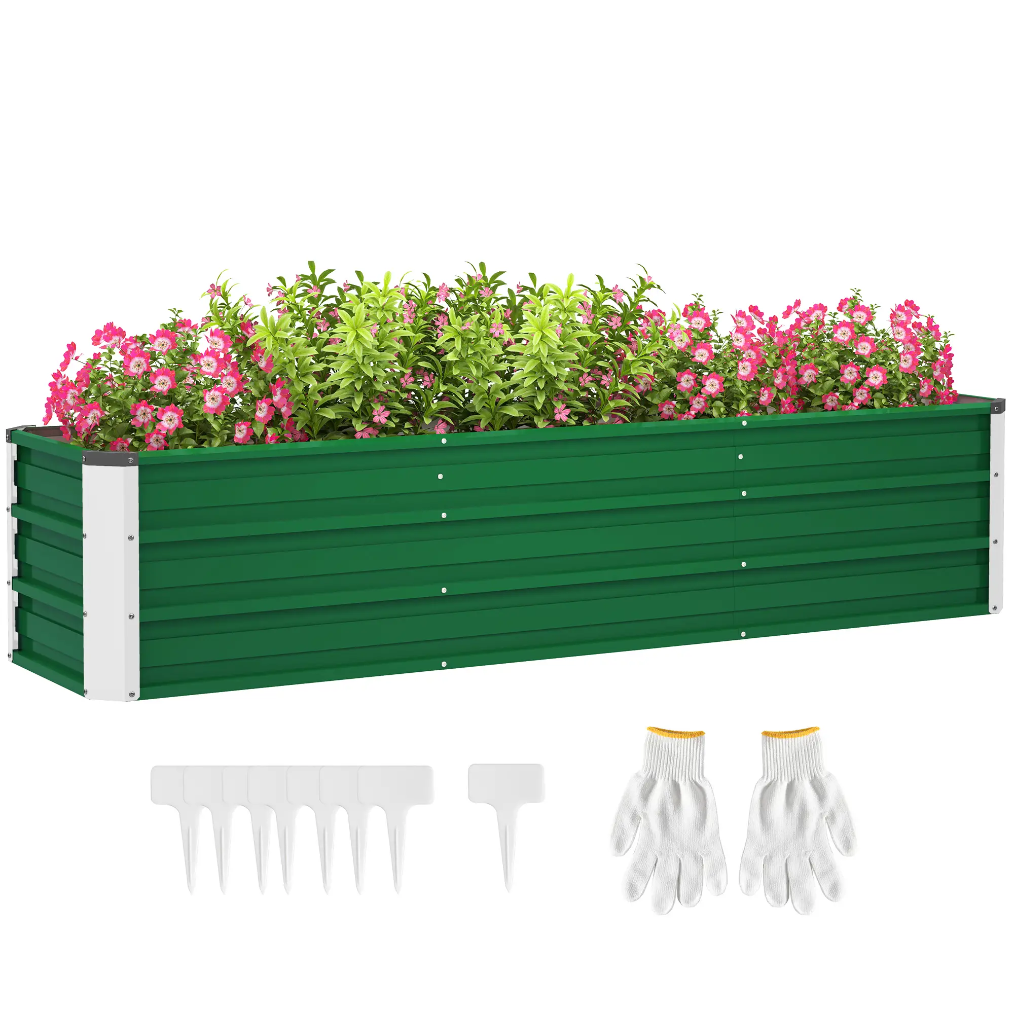 6' x 1.5' x 1.3' Galvanized Raised Garden Bed, Large Metal Planter Box, Green - Image 14