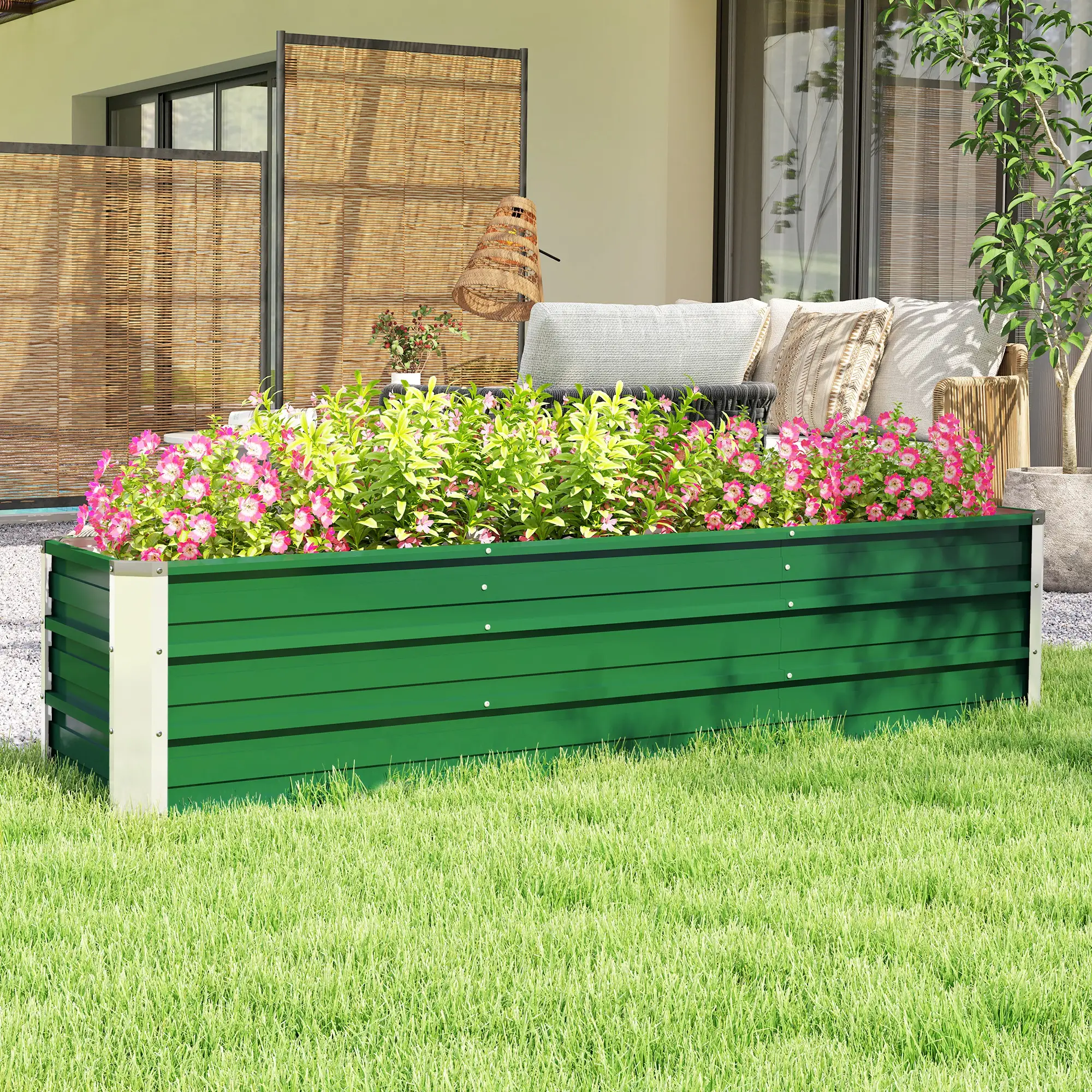 6' x 1.5' x 1.3' Galvanized Raised Garden Bed, Large Metal Planter Box, Green - Image 7