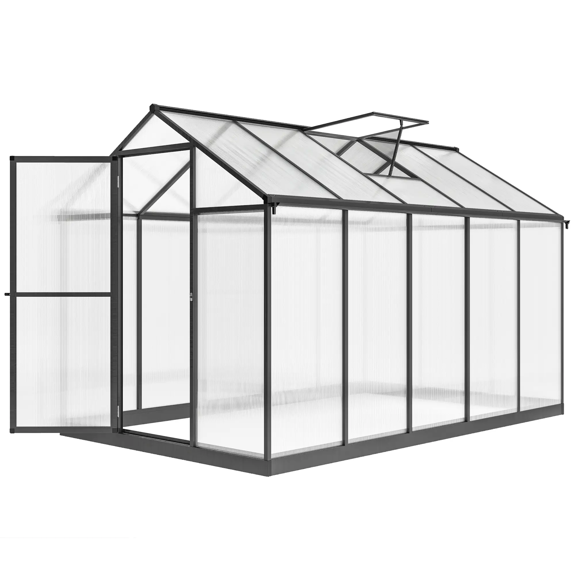6' x 10' x 6.4' Polycarbonate Greenhouse, Aluminum Walk-In, Charcoal Grey