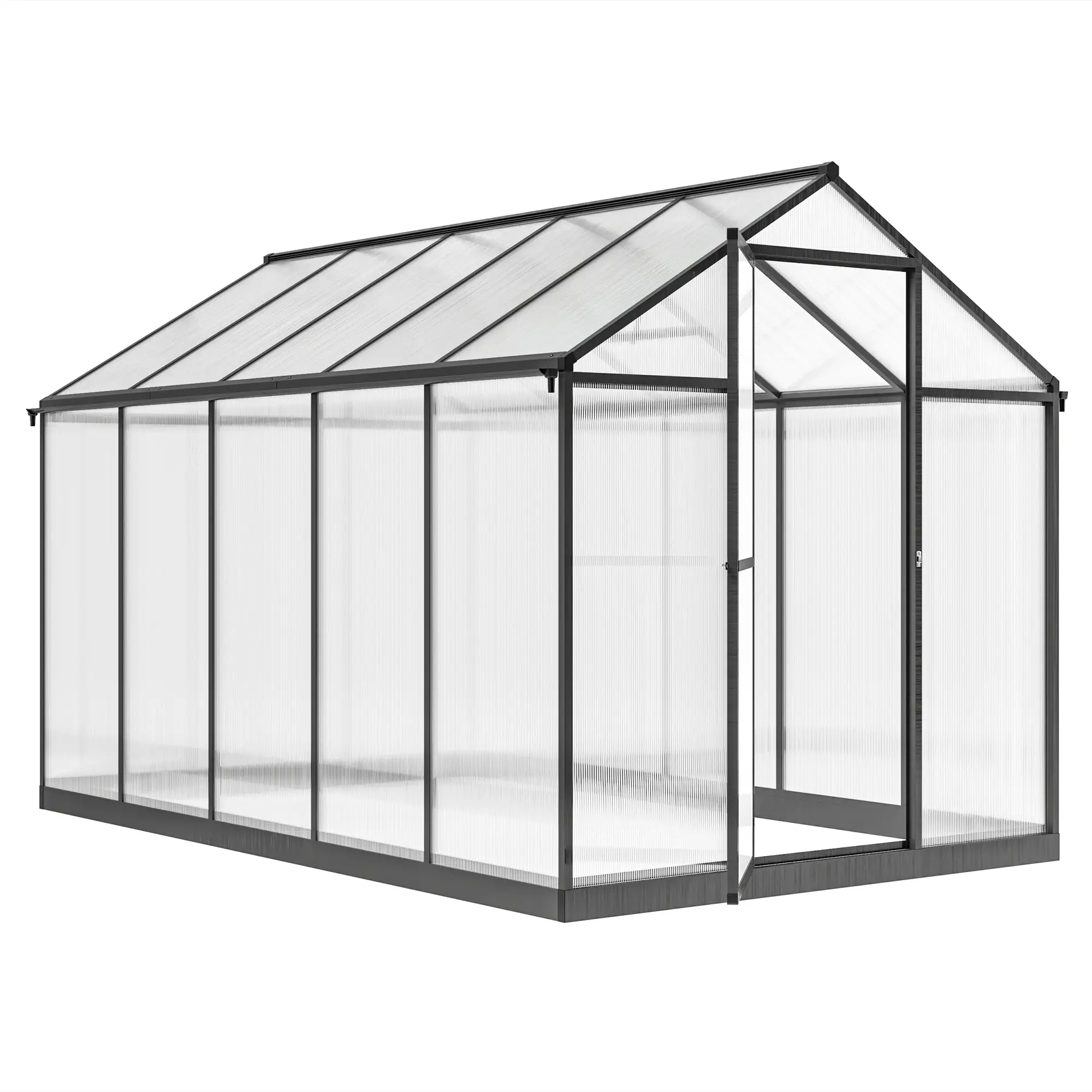 6' x 10' x 6.4' Polycarbonate Greenhouse, Aluminum Walk-In, Charcoal Grey - Image 11