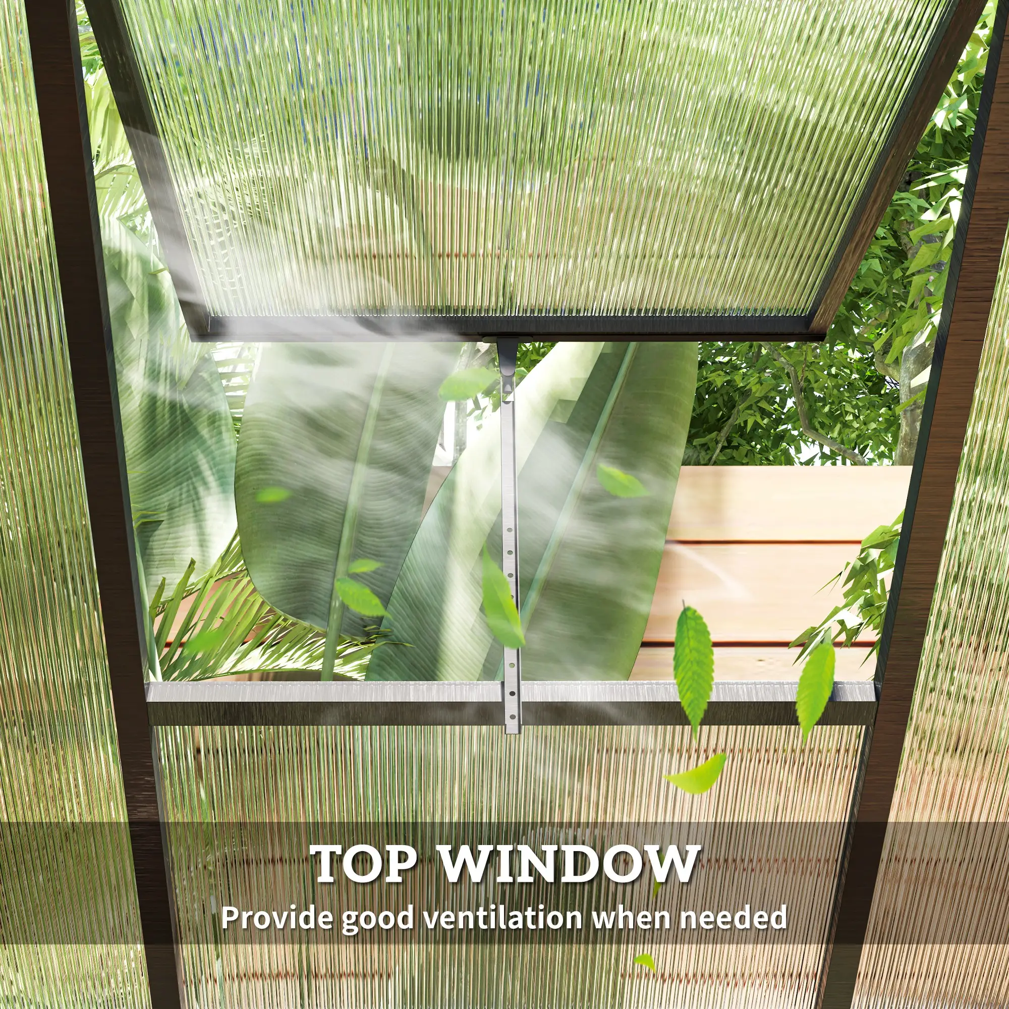 6' x 10' x 6.4' Polycarbonate Greenhouse, Aluminum Walk-In, Charcoal Grey - Image 7