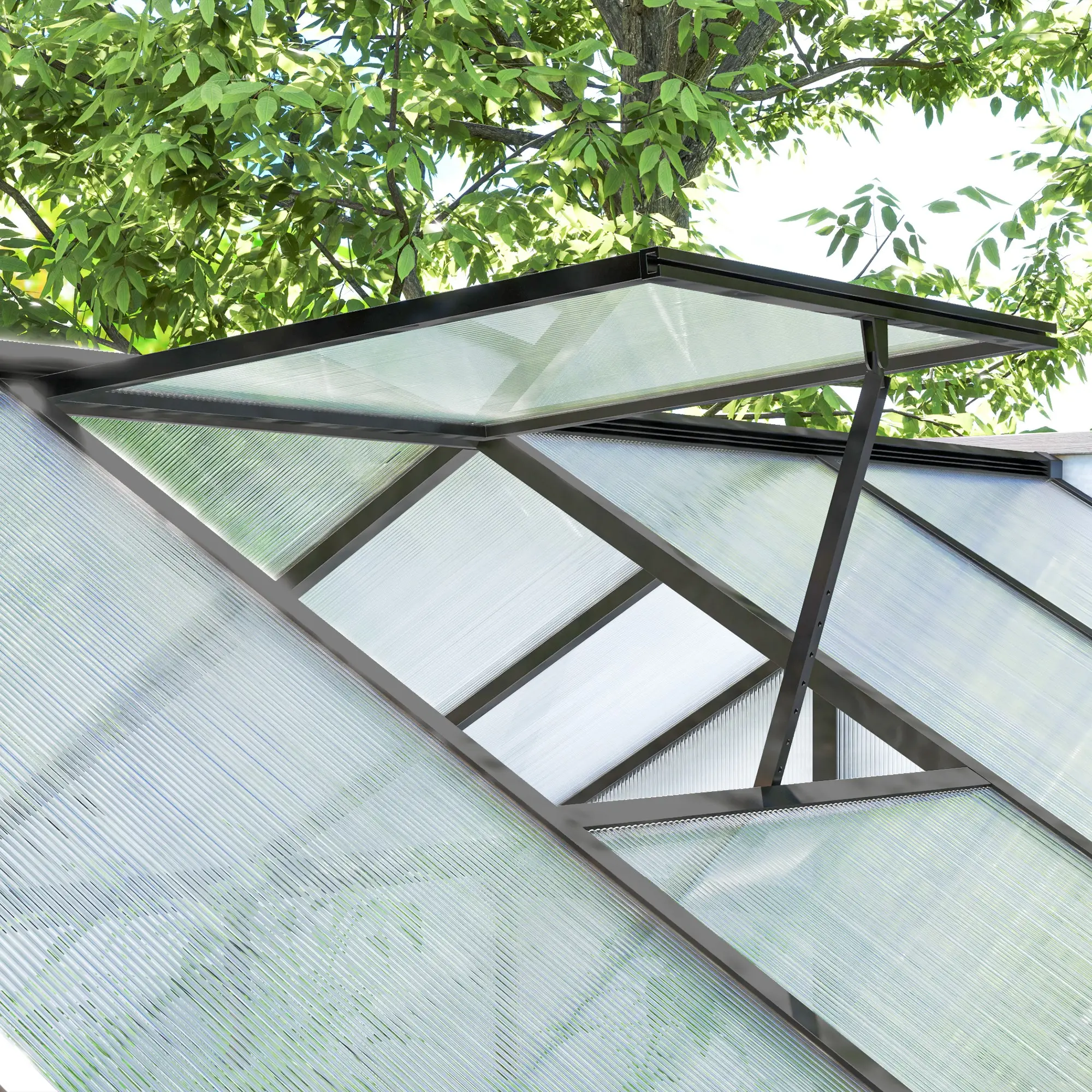 6' x 10' x 6.4' Polycarbonate Greenhouse, Aluminum Walk-In, Charcoal Grey - Image 8