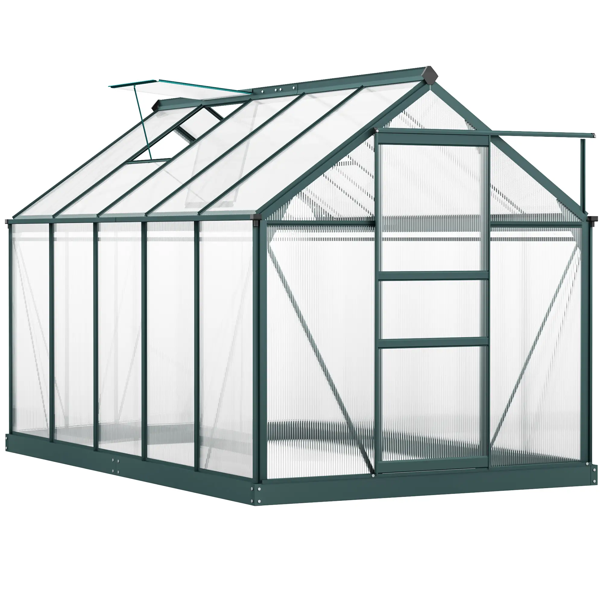 6' x 10' x 6.6' Polycarbonate Greenhouse, Walk-In Garden Kit, Green