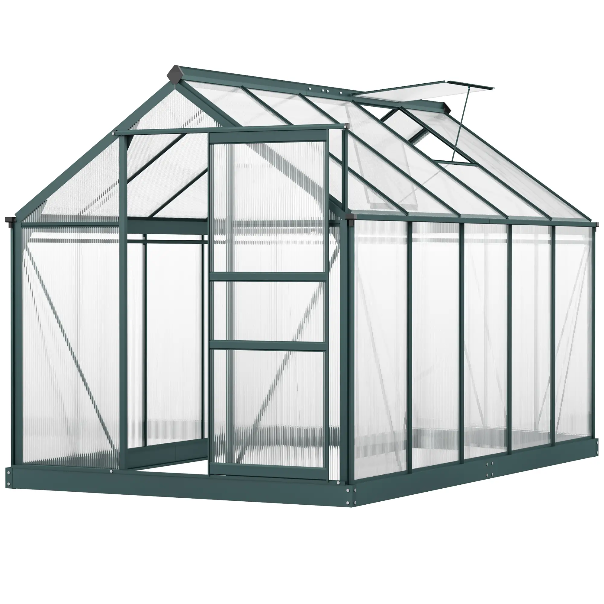 6' x 10' x 6.6' Polycarbonate Greenhouse, Walk-In Garden Kit, Green - Image 12