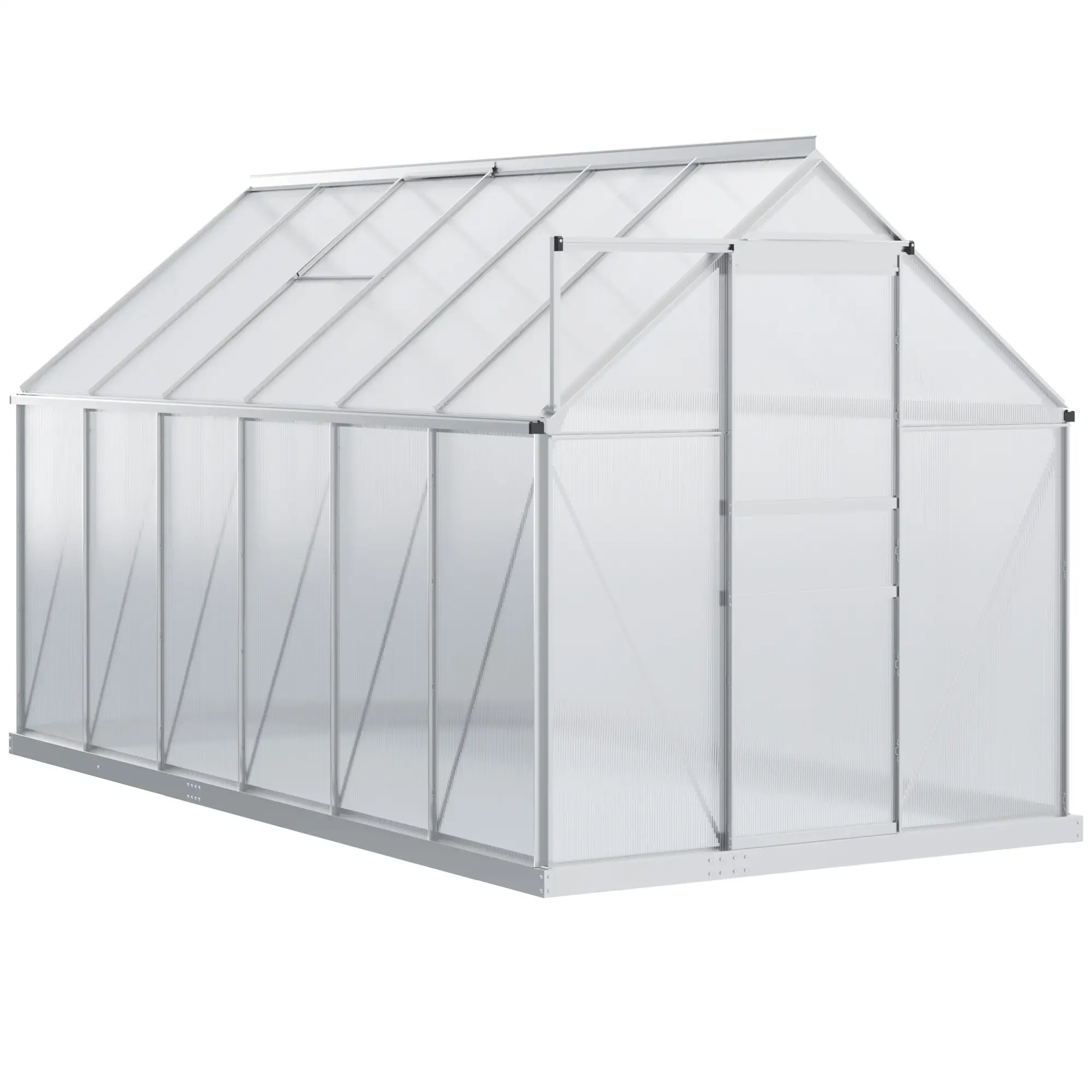 6' x 12' x 6.5' Walk-in Greenhouse, Polycarbonate, Adjustable Roof Vent, Sliding Door, Clear - Image 11