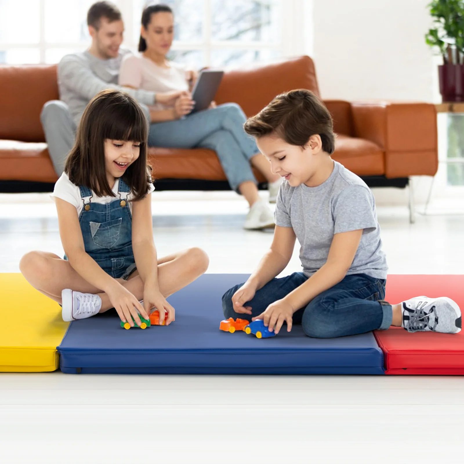 6 x 2 FT Tri-Fold Gym Mat, Handles, Removable Cover, Multicolor - Image 5