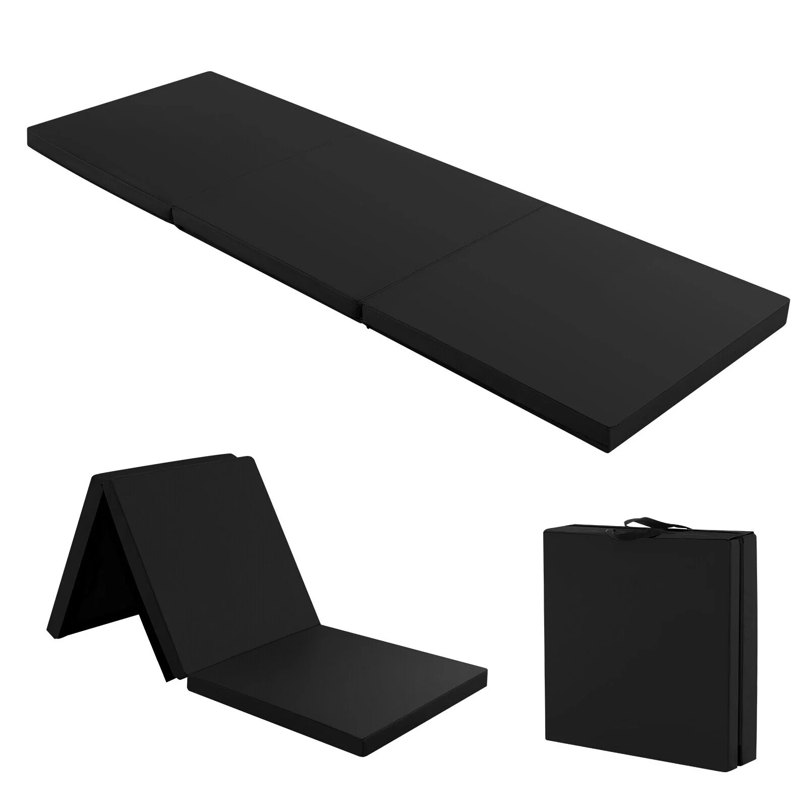 6 x 2 FT Tri-Fold Gym Mat with Handles and Removable Zippered Cover, Black - Image 3