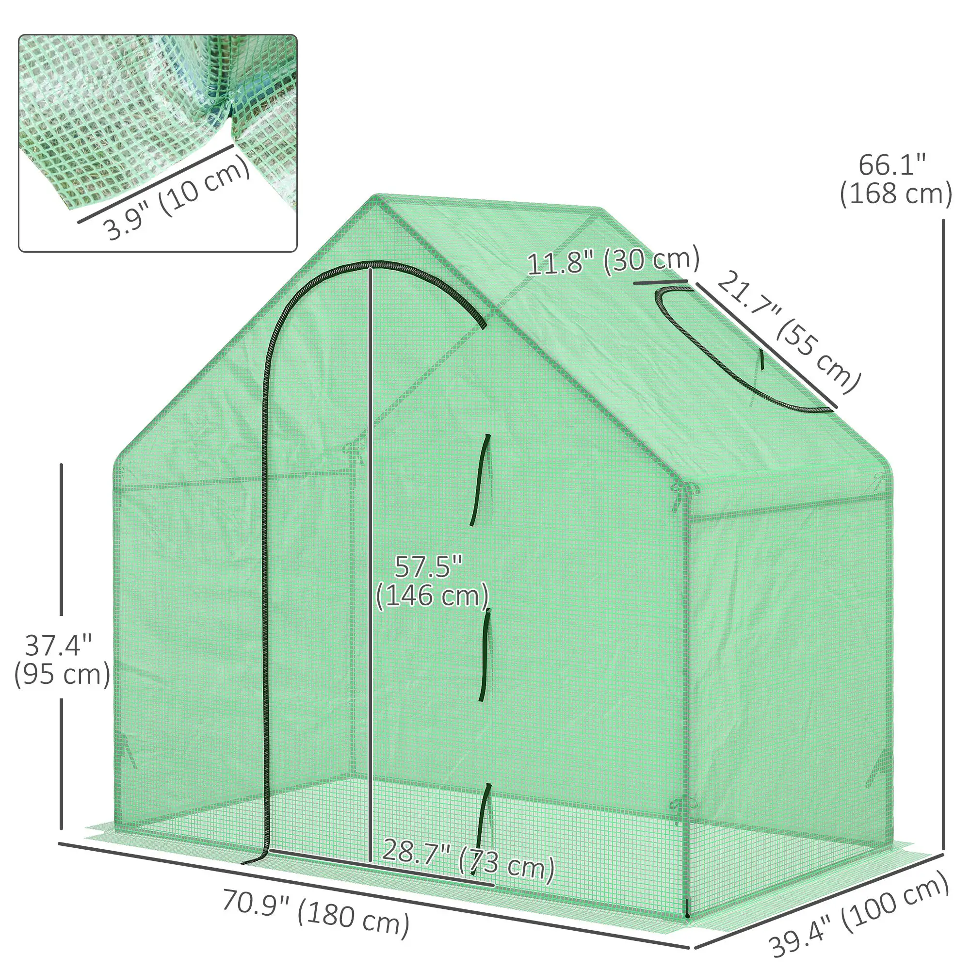6 x 3.3 x 5.5ft Walk-in Greenhouse, Portable Mini for Plants, Steel Frame, PE Cover - Image 3