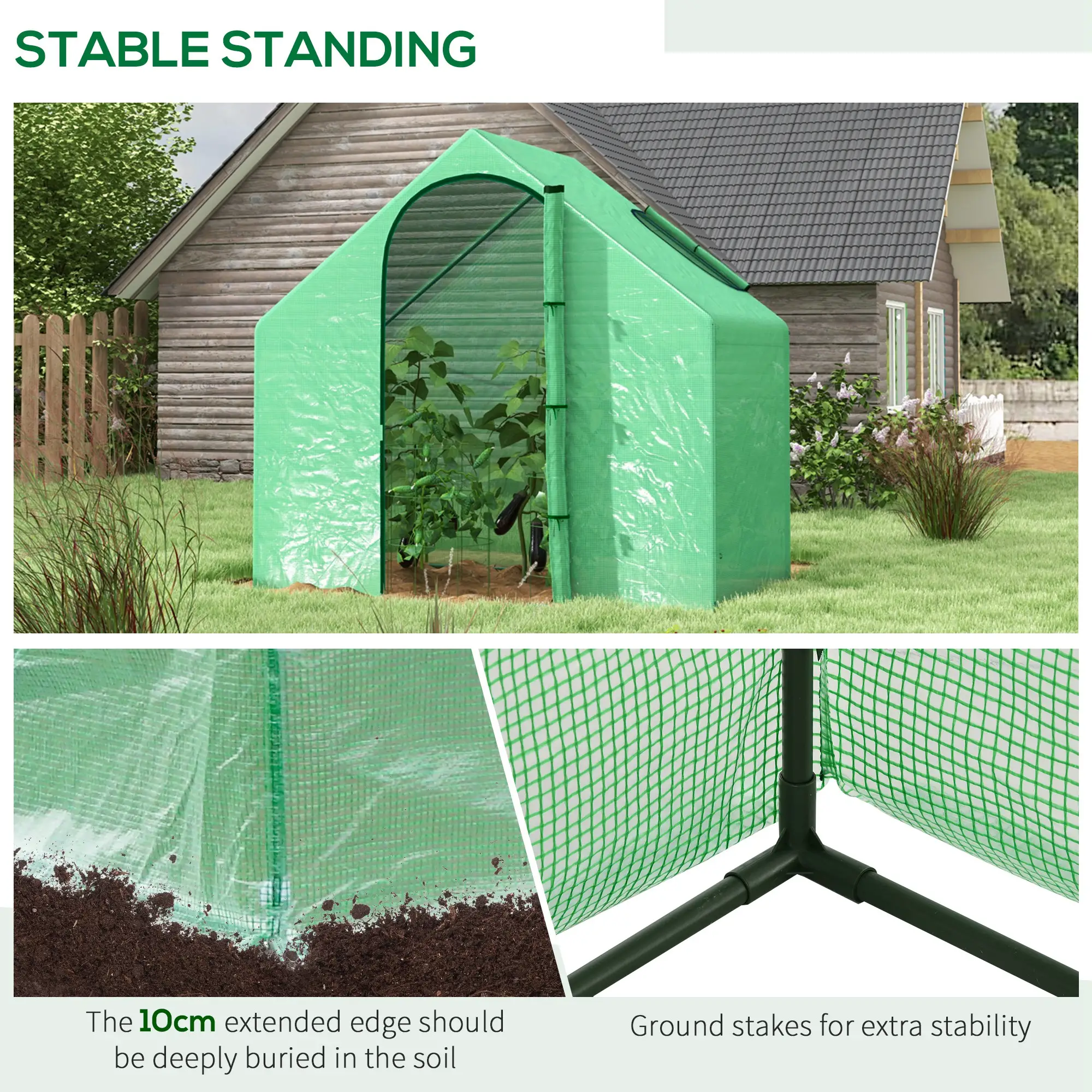 6 x 3.3 x 5.5ft Walk-in Greenhouse, Portable Mini for Plants, Steel Frame, PE Cover - Image 6