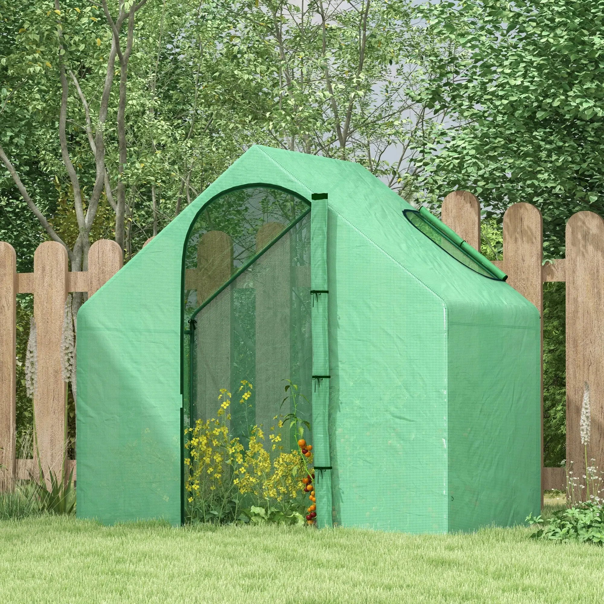 6 x 3.3 x 5.5ft Walk-in Greenhouse, Portable Mini for Plants, Steel Frame, PE Cover - Image 7
