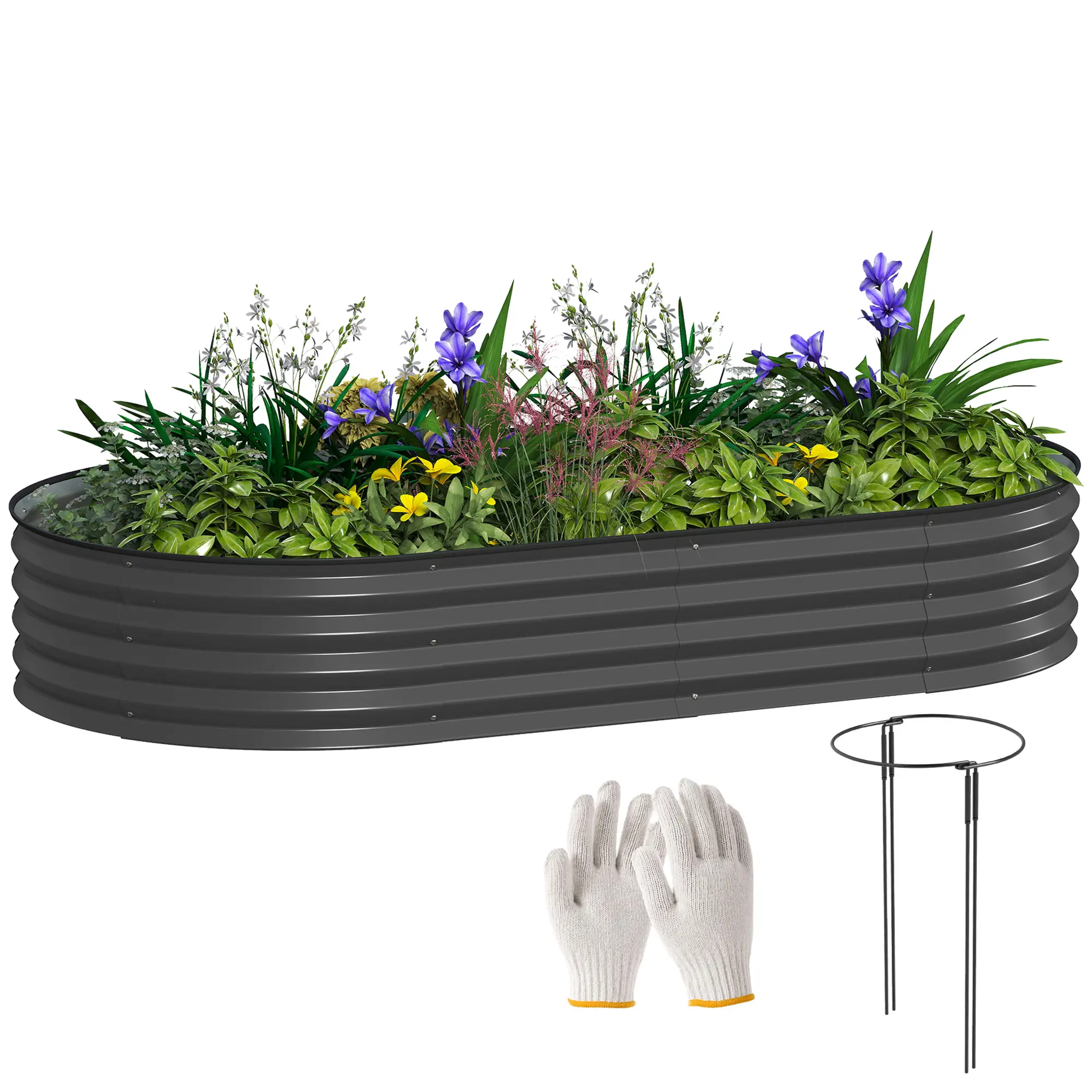 6' x 3' x 1' Galvanized Raised Garden Bed, Dark Grey Outdoor Planter Box, Dark Grey - Image 11