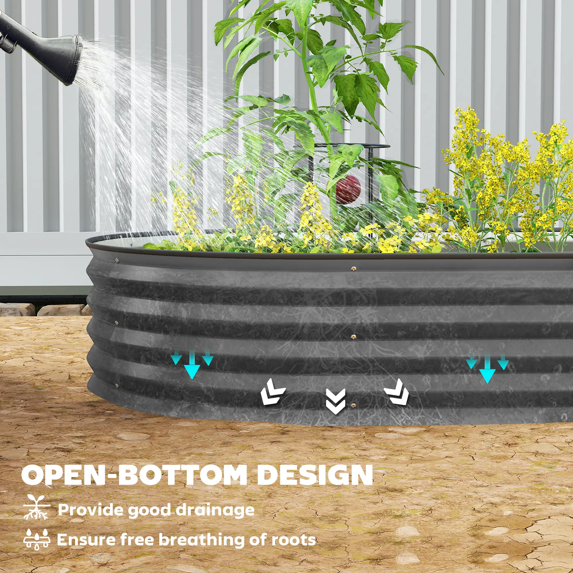 6' x 3' x 1' Galvanized Raised Garden Bed, Dark Grey Outdoor Planter Box, Dark Grey - Image 6