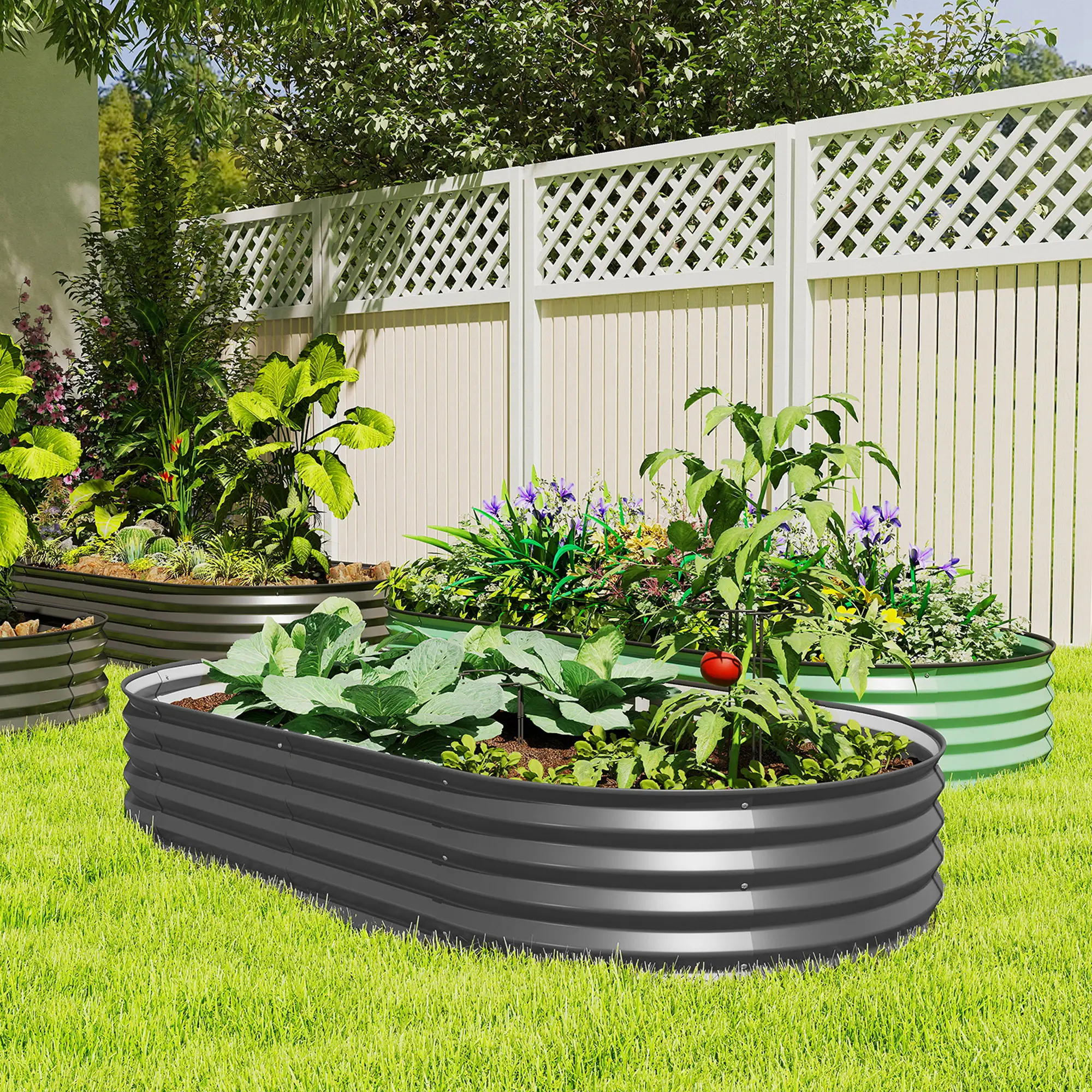 6' x 3' x 1' Galvanized Raised Garden Bed, Dark Grey Outdoor Planter Box, Dark Grey - Image 8