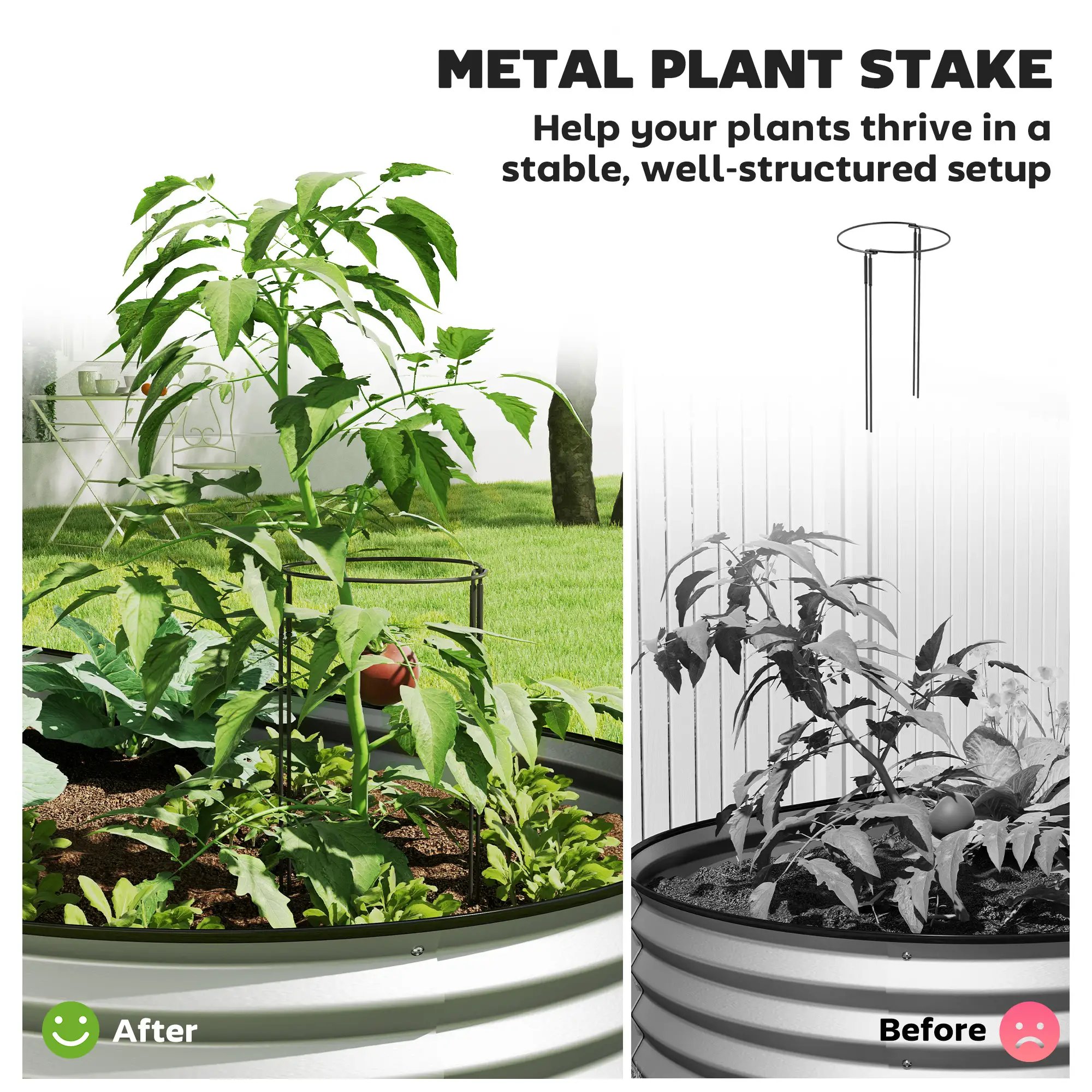 6' x 3' x 1' Galvanized Raised Garden Bed, Metal Plant Stake, Silver - Image 4