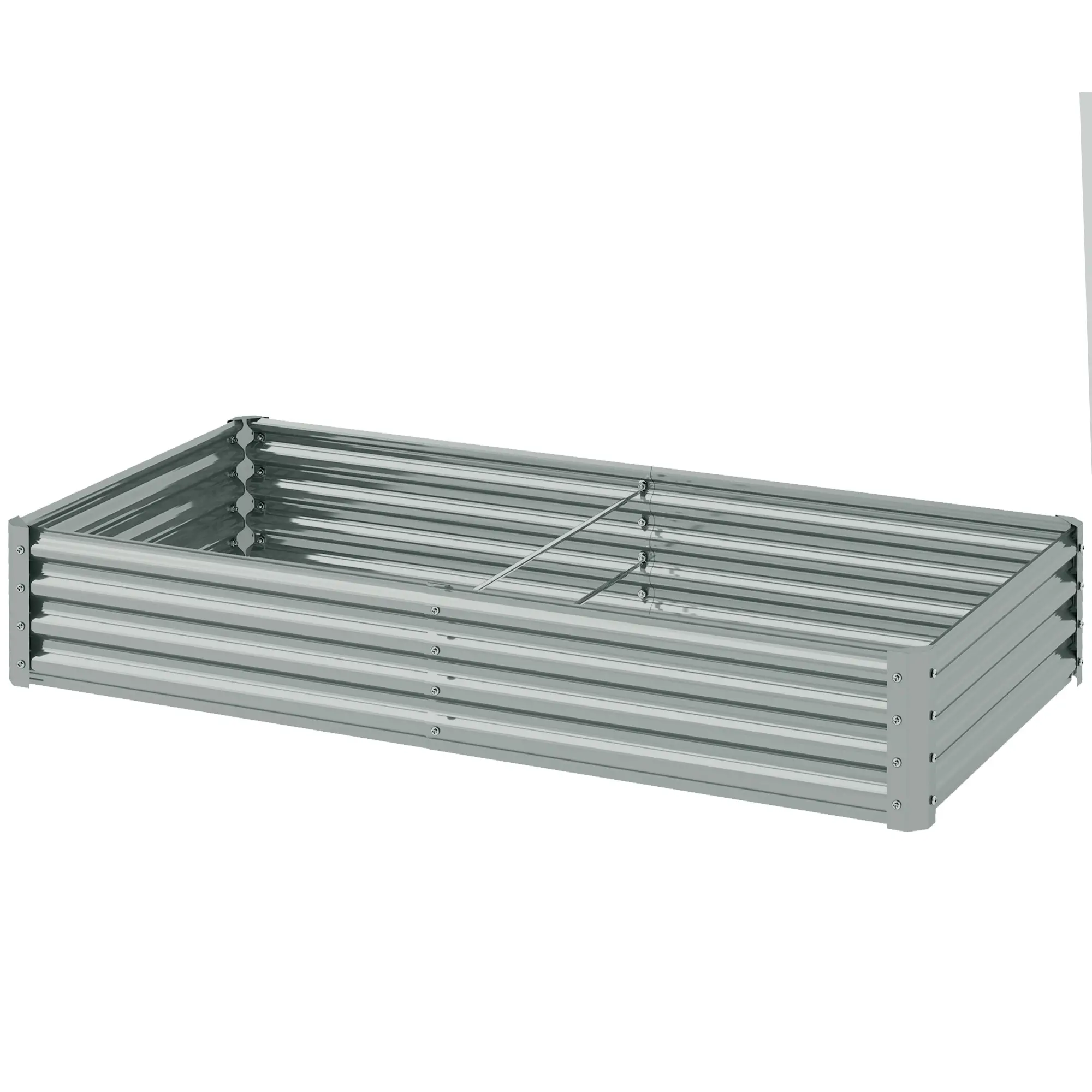 6 x 3 x 1ft Galvanized Raised Garden Bed, Outdoor Planter Box, Silver