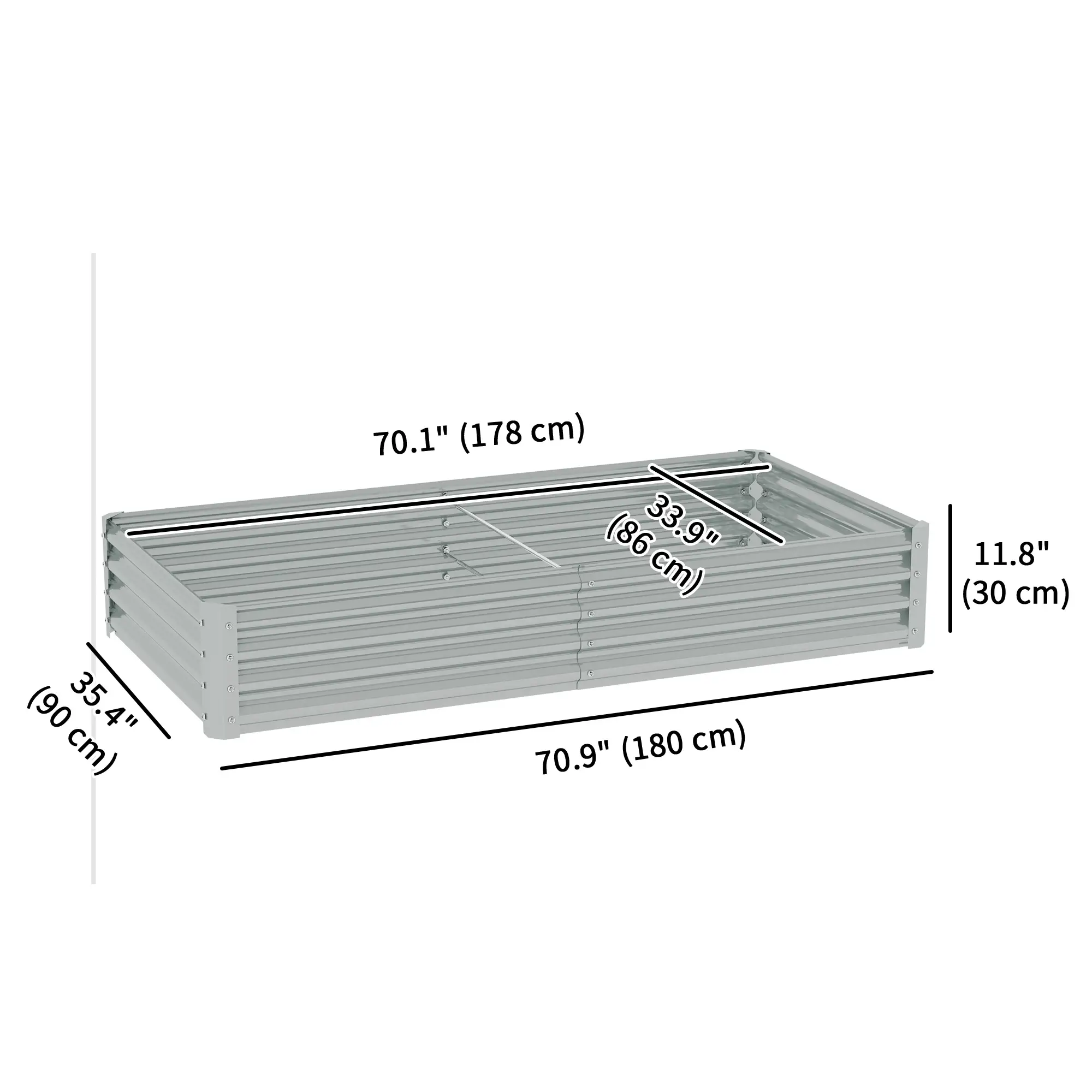 6 x 3 x 1ft Galvanized Raised Garden Bed, Outdoor Planter Box, Silver - Image 3