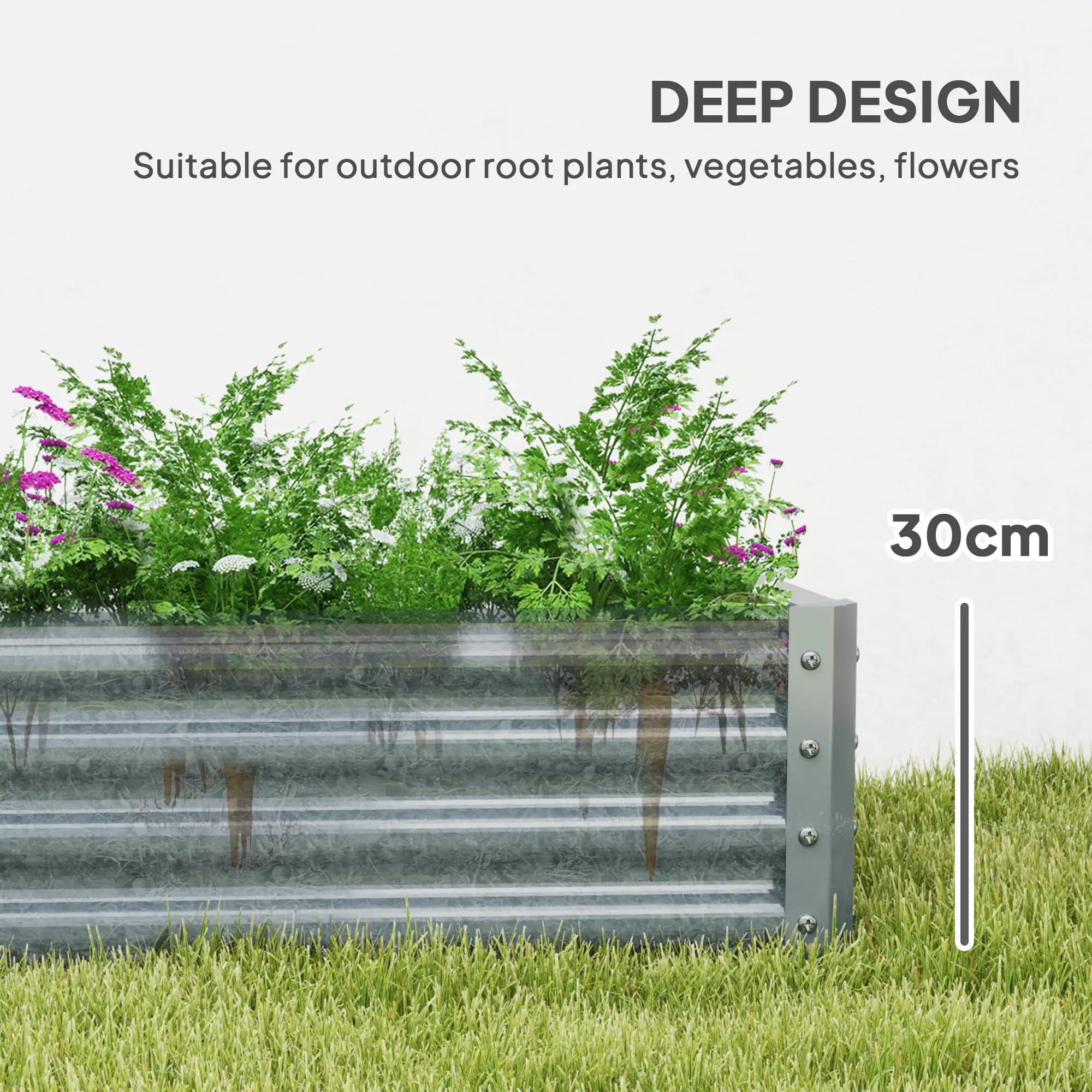 6 x 3 x 1ft Galvanized Raised Garden Bed, Outdoor Planter Box, Silver - Image 4