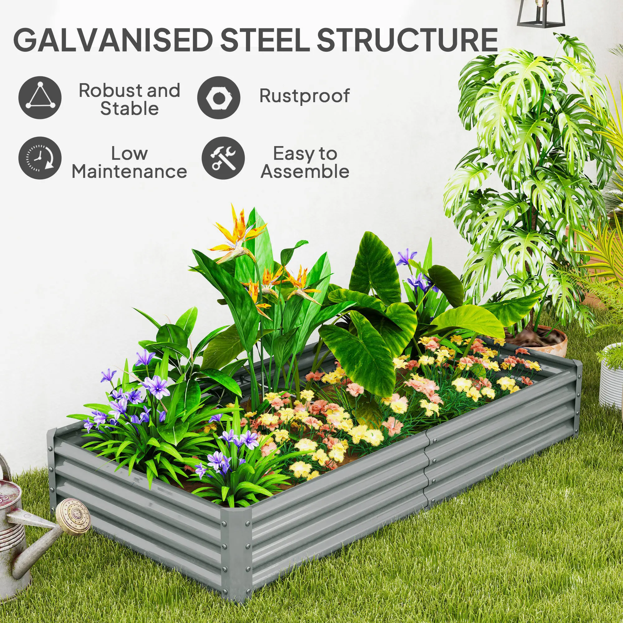 6 x 3 x 1ft Galvanized Raised Garden Bed, Outdoor Planter Box, Silver - Image 5