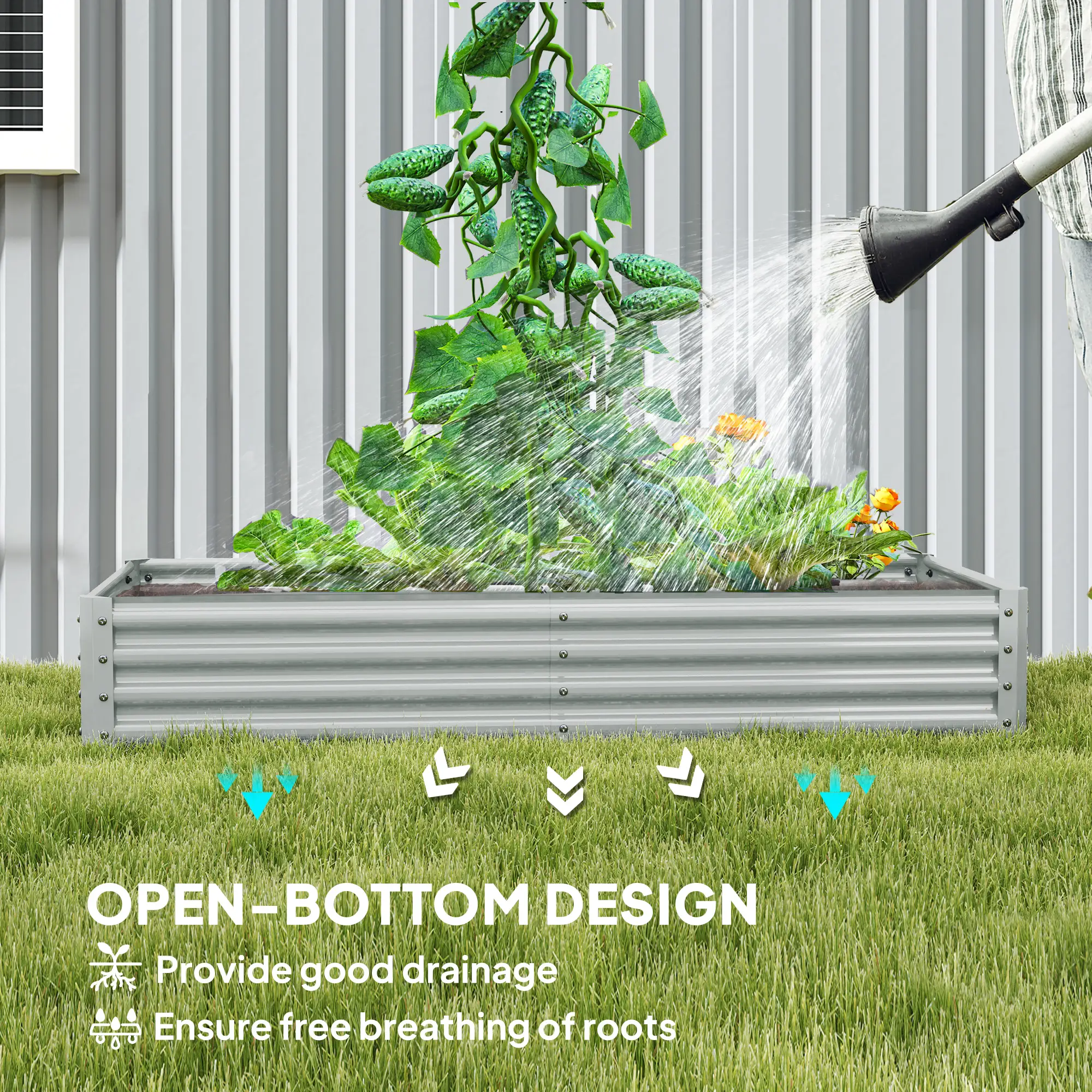 6 x 3 x 1ft Galvanized Raised Garden Bed, Outdoor Planter Box, Silver - Image 6