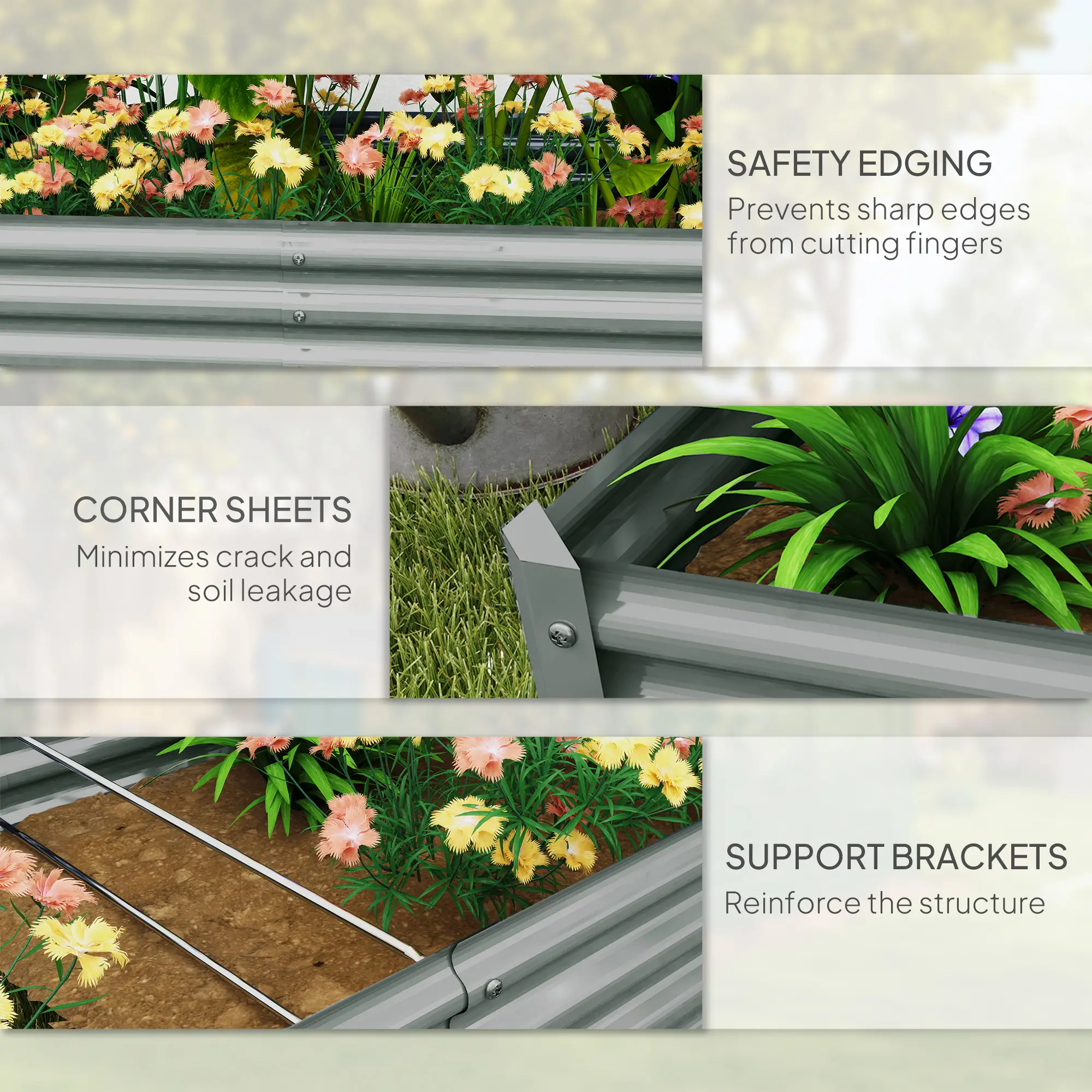 6 x 3 x 1ft Galvanized Raised Garden Bed, Outdoor Planter Box, Silver - Image 7
