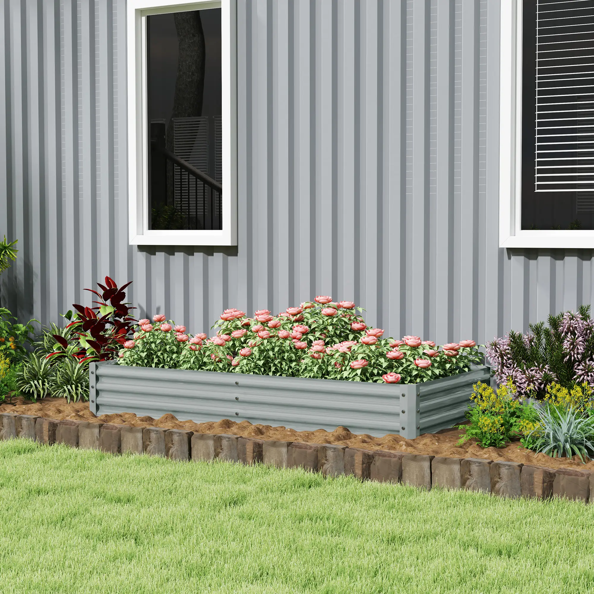 6 x 3 x 1ft Galvanized Raised Garden Bed, Outdoor Planter Box, Silver - Image 8