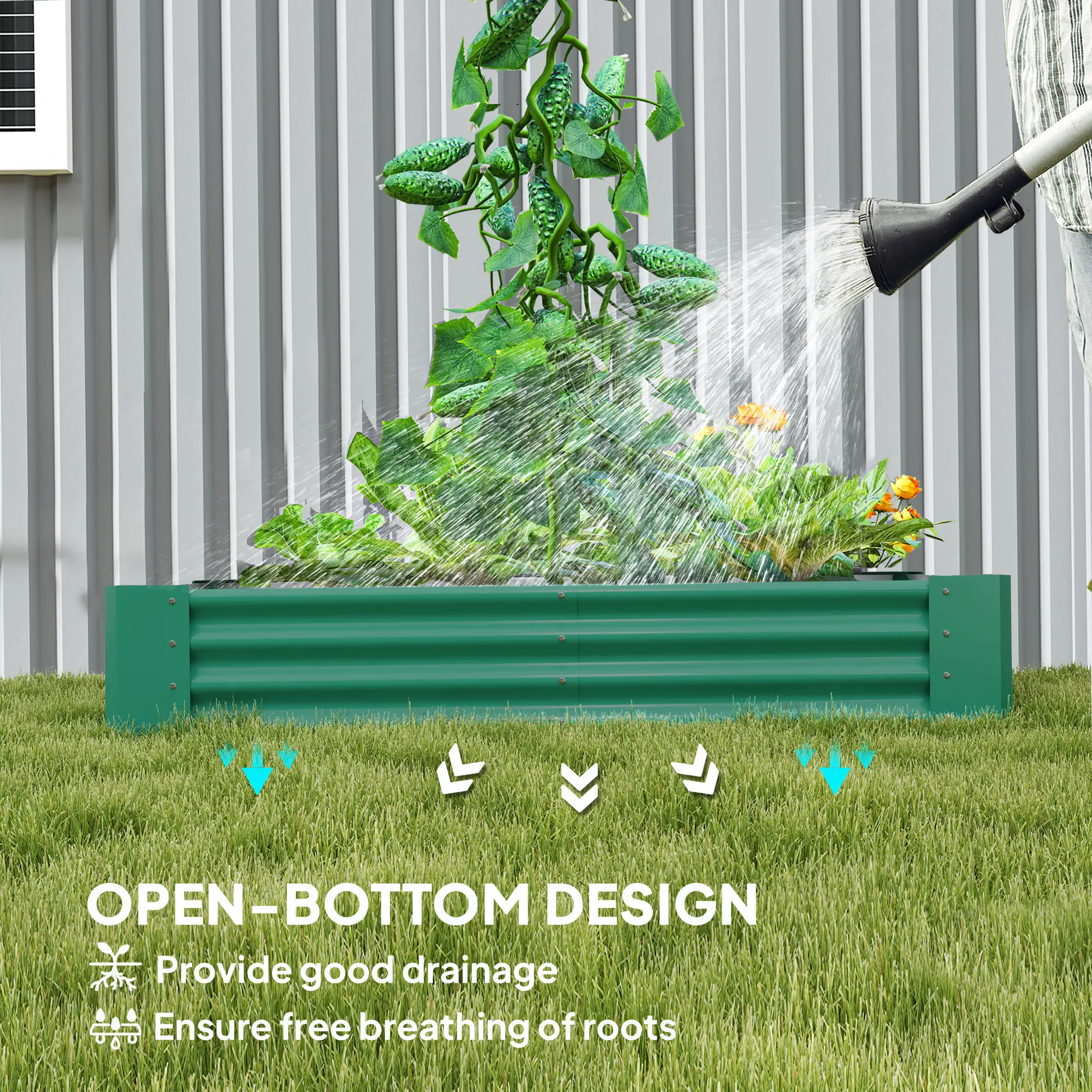6 x 3 x 1ft Galvanized Raised Garden Bed, Reinforced Outdoor Planter Box, Green - Image 6