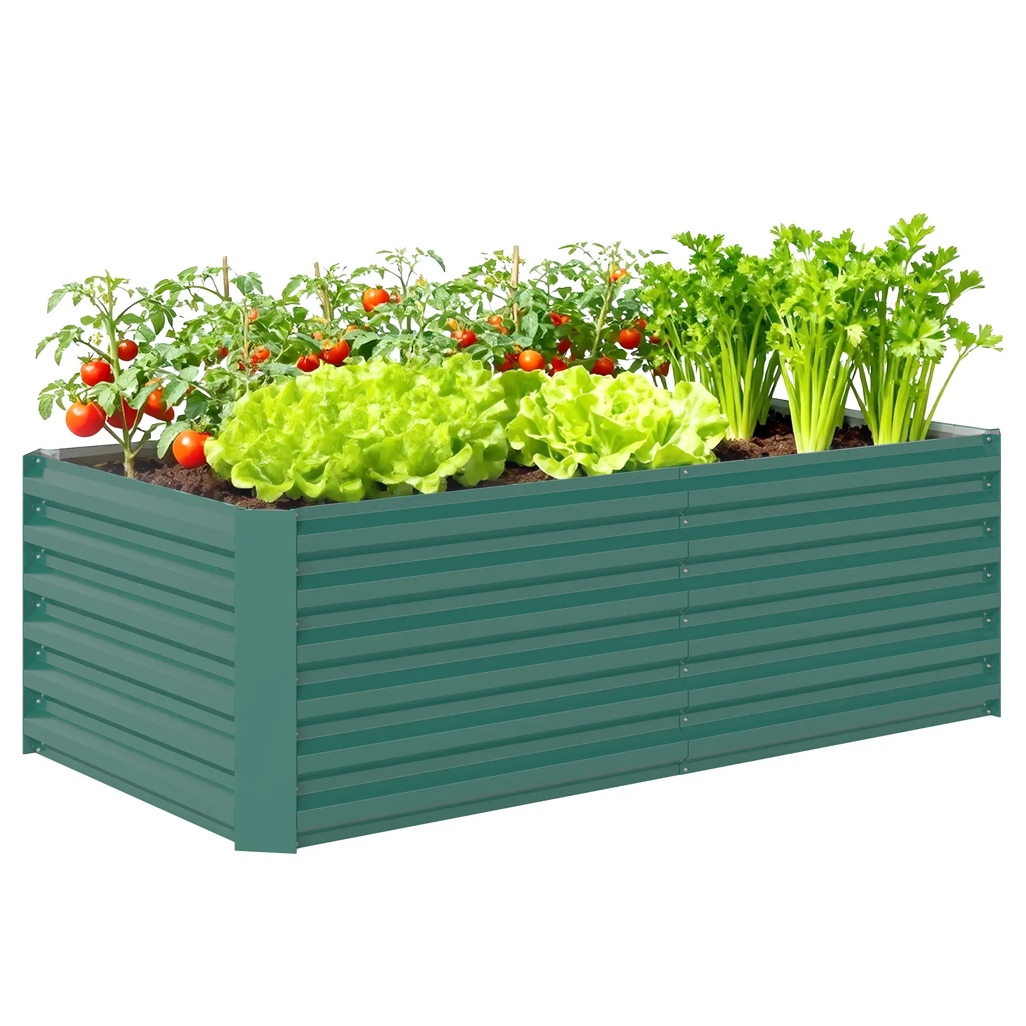 6' x 3' x 2' Raised Garden Bed, Galvanized Planter Box, Dark Green - Image 11