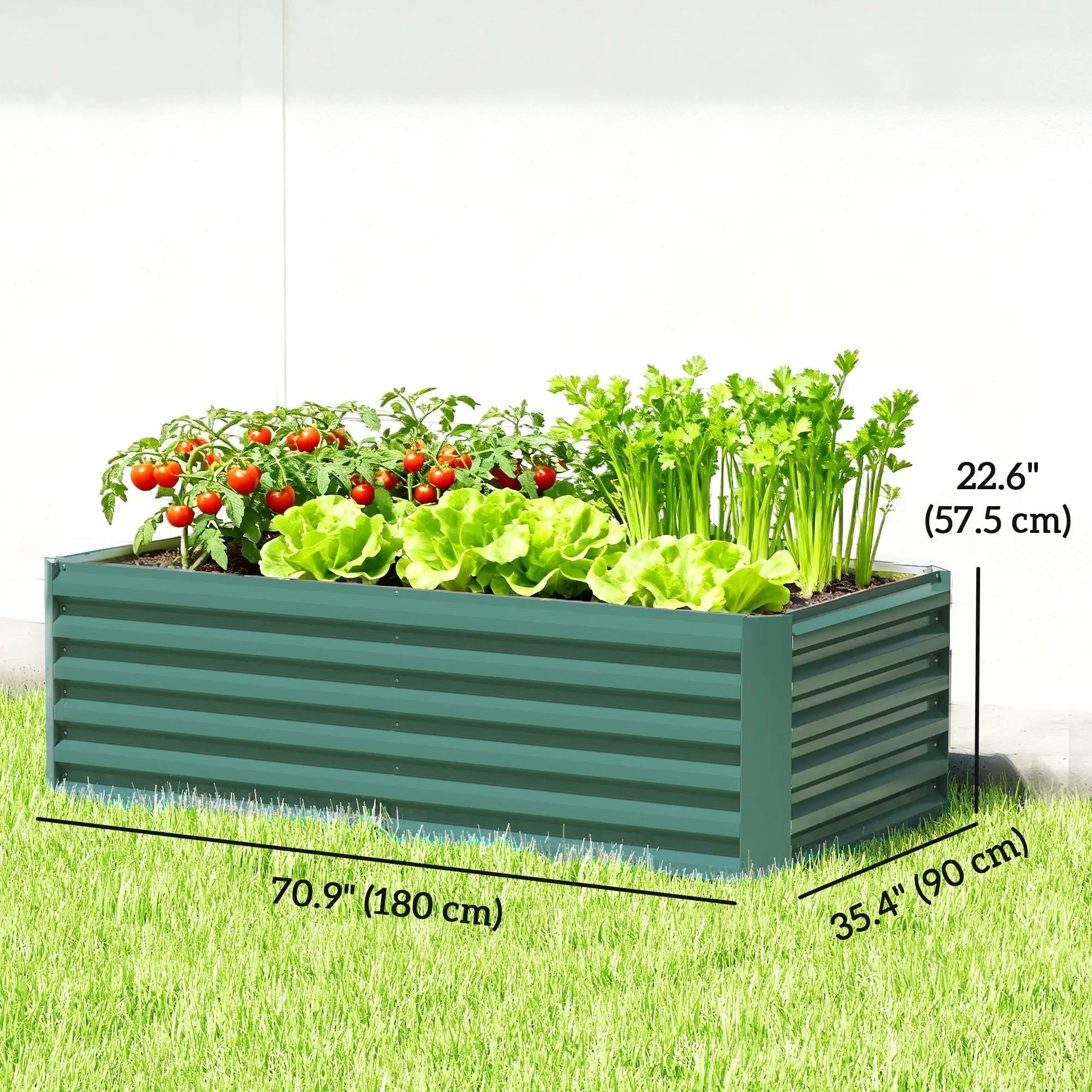 6' x 3' x 2' Raised Garden Bed, Galvanized Planter Box, Dark Green - Image 3